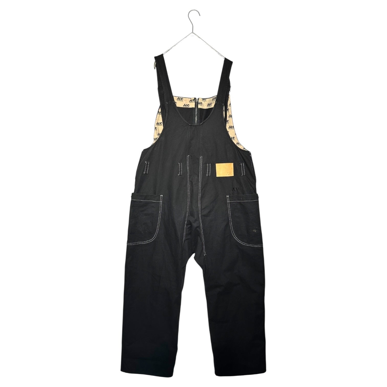 AlexanderLeeChang(アレキサンダーリーチャン) White Stitch Front Zip Cotton Overalls ホワイトステッチ フロントジップ コットン オーバーオール AC-041908 2(M程度) ブラック