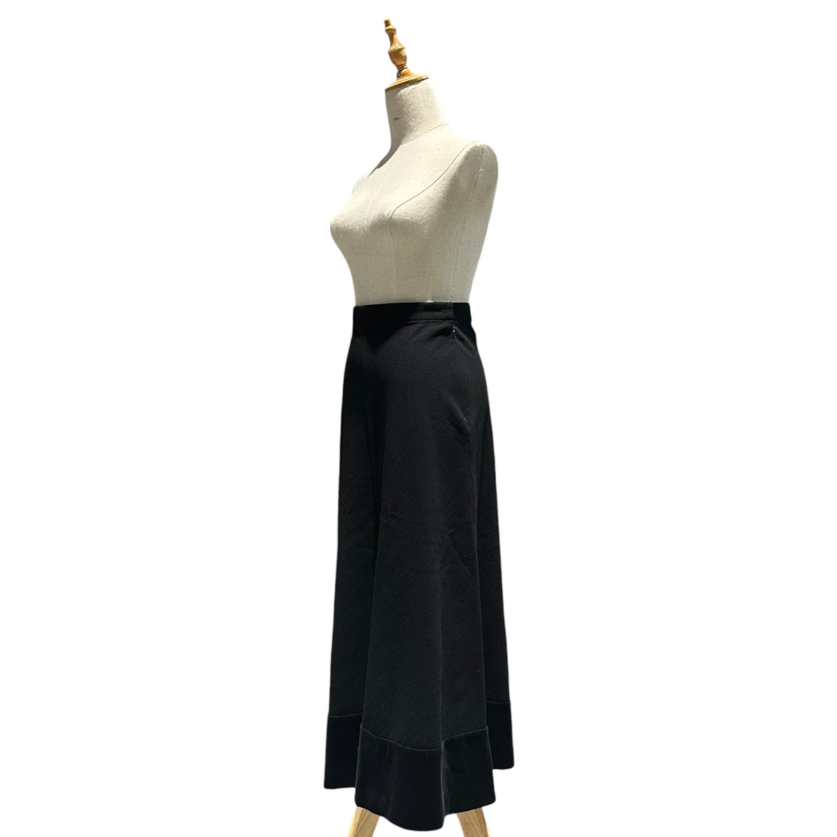 tricot COMME des GARCONS(トリココムデギャルソン) 2000AW Wool-blend nylon skirt with velour hem 裾ベロア ナイロン混 ウール スカート TS-04061S S ブラック AD2000 00s アーカイブ