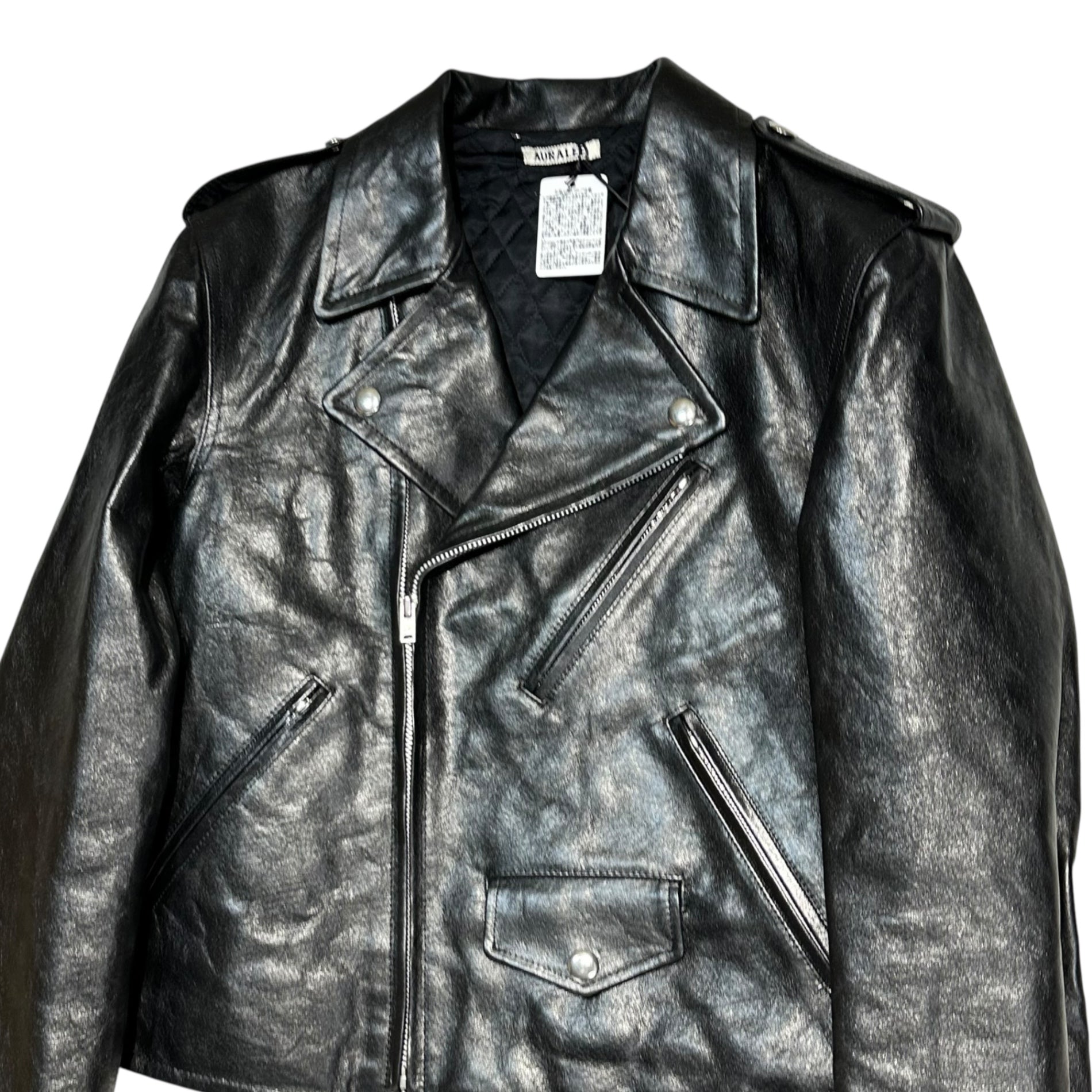 AURALEE(オーラリー) 25AW LAMB LEATHER RIDERS JACKET ラム レザー ライダース ジャケット A25AB02WX 4 ブラック 今季