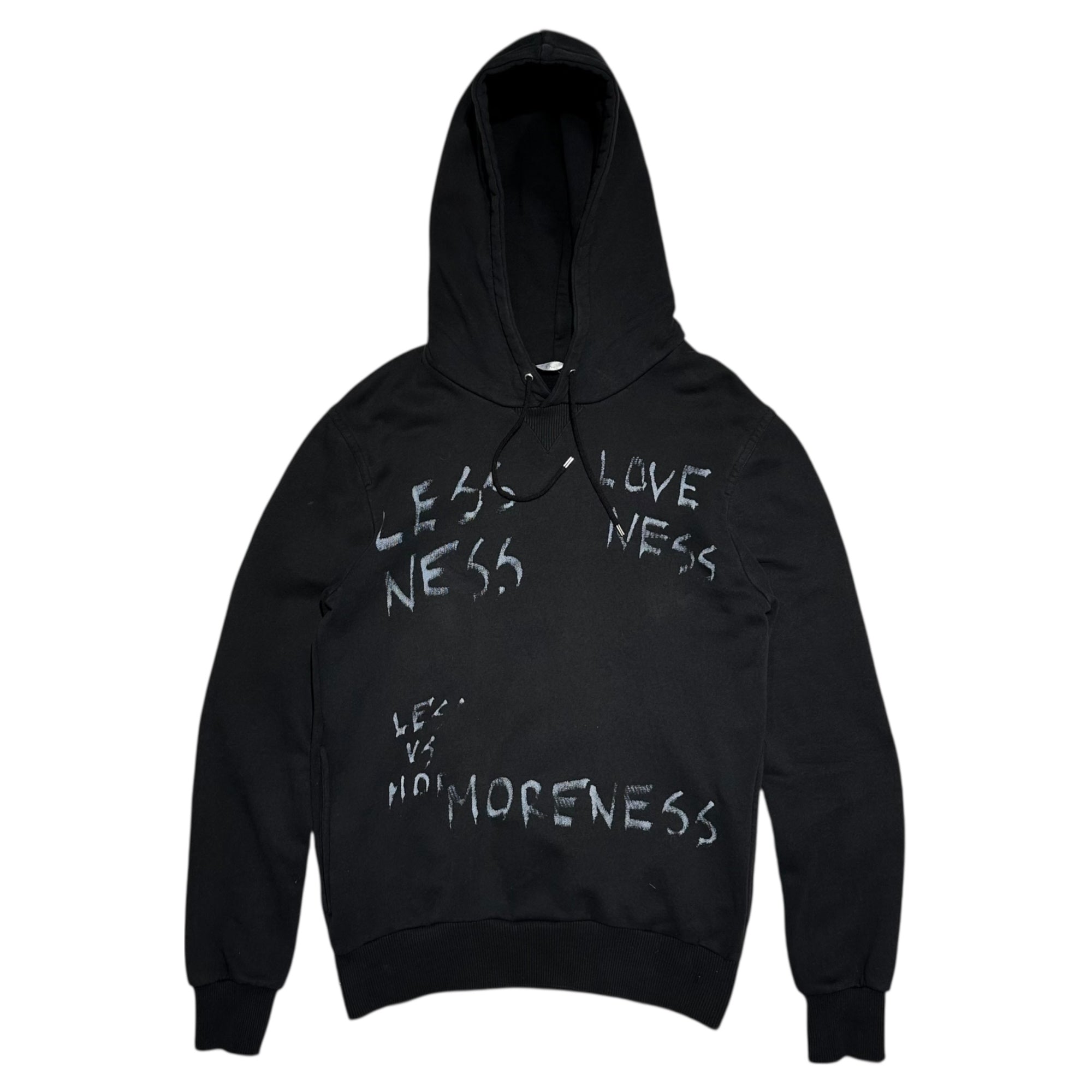Dior HOMME(ディオールオム) 16SS by Kris Van Assche ”LESS NESS LOVE NESS MORE NESS” Graffiti Hoodie 落書き プリント プルオーバー パーカー 163J656 XS ブラック クリスヴァンアッシュ期 2016
