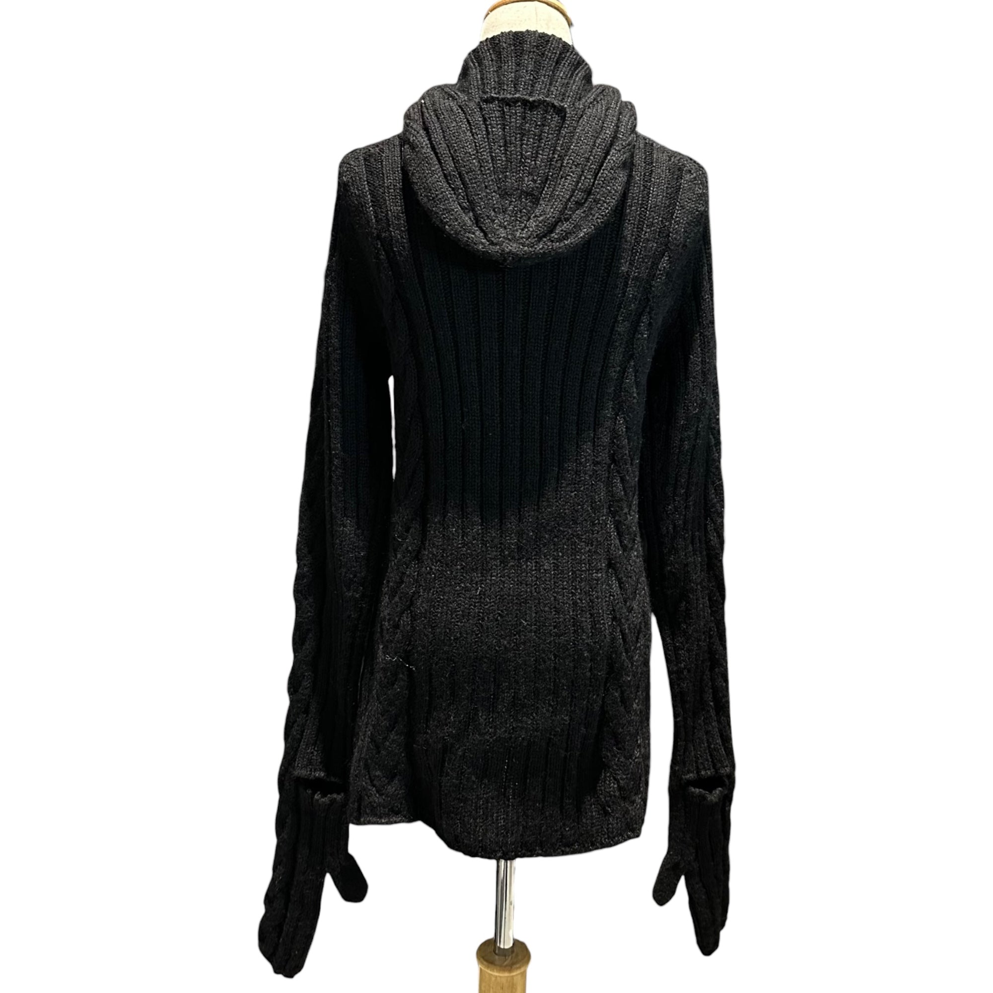 JUNYA WATANABE(ジュンヤワタナベ) 24AW Hand Glove Hooded Low Gauge Knit ハンド グローブ フーデッド ローゲージ ニット パーカー JN-N012 S ブラック AD2024