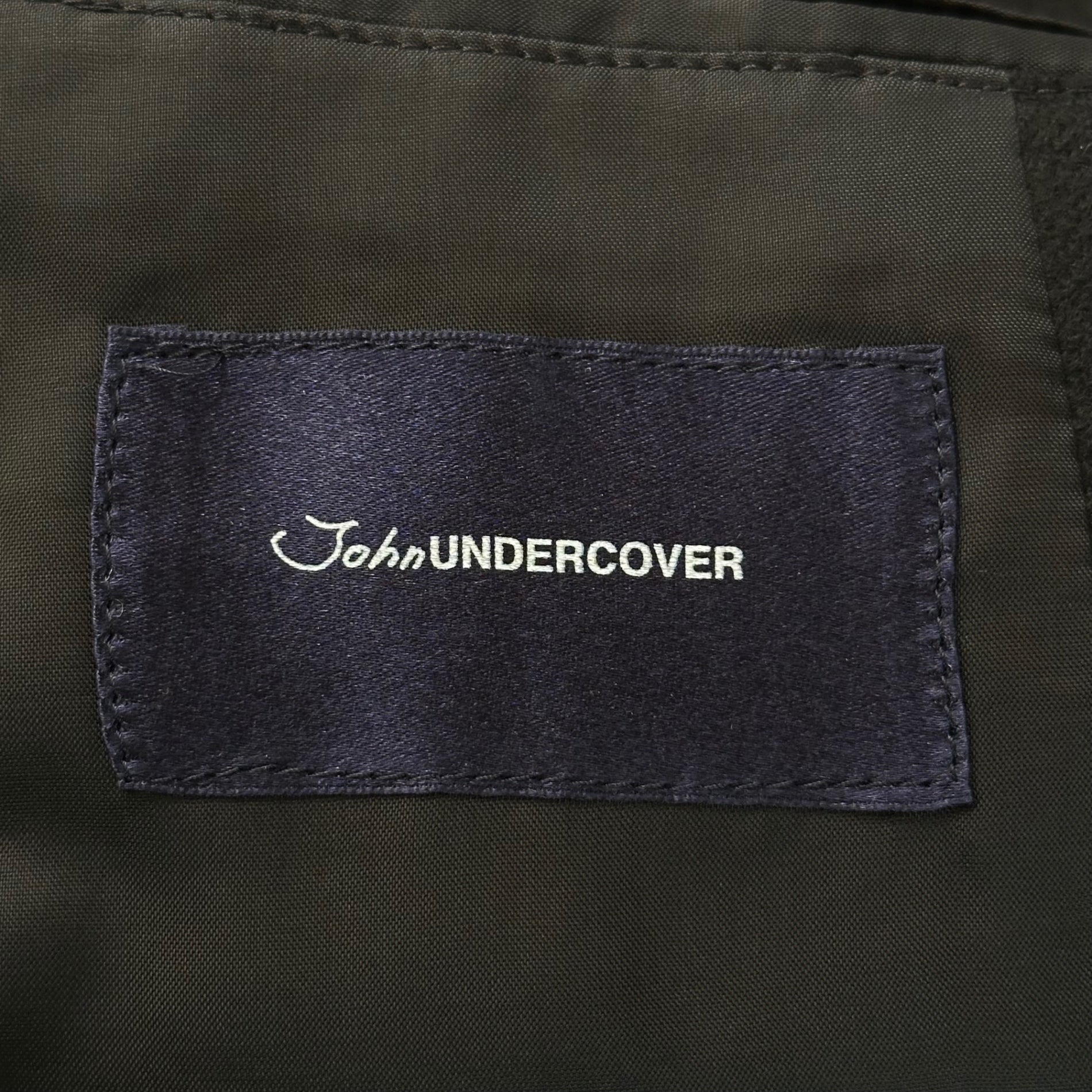 John UNDERCOVER(ジョン アンダーカバー) 15AW Leather-trimmed wool rider's coat レザー 切替 ウール ライダースコート JUP4302 2(M程度) ブラック 参考定価71,500円(税込)