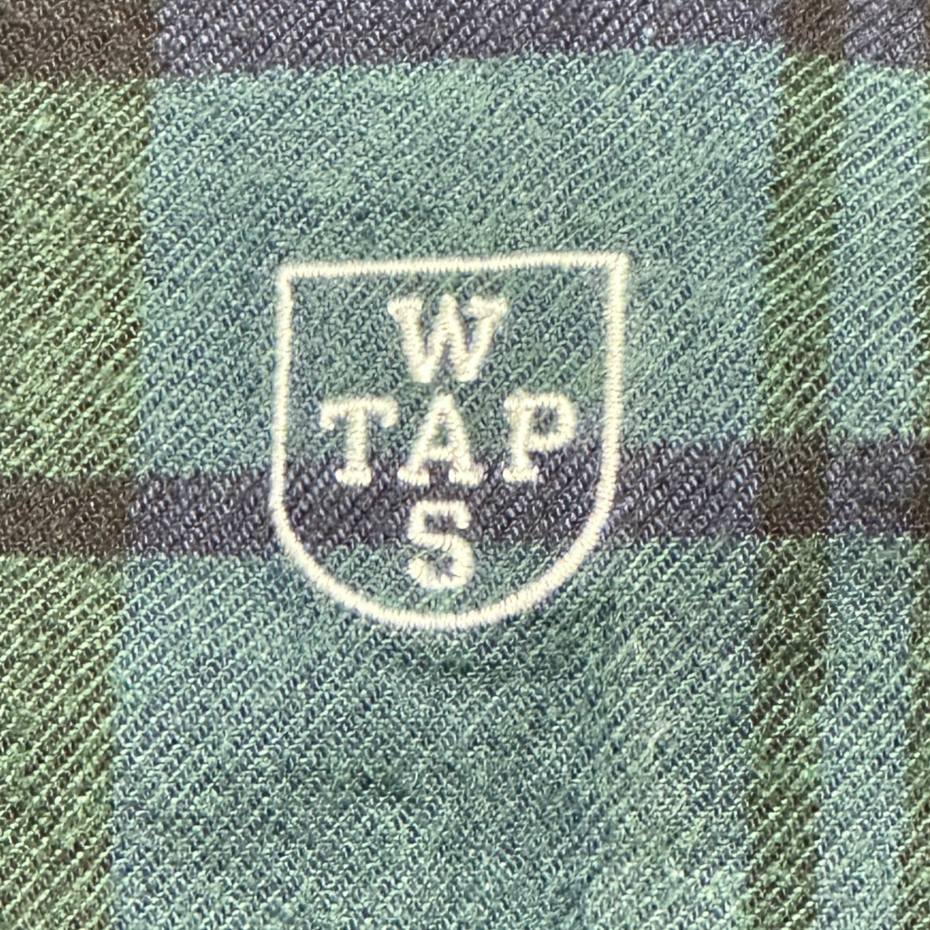 WTAPS(ダブルタップス) 22AW Deck LS Cotton. Flannel. Textile. Crst "Green" フランネル チェック シャツ 222TQDT-SHM01 03 ネイビー×グレー
