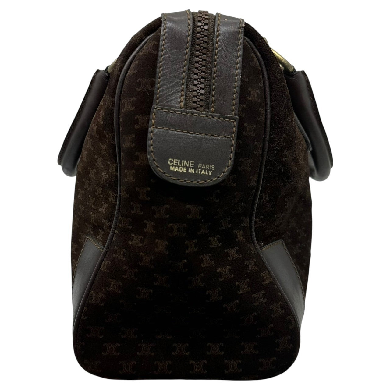 CELINE(セリーヌ) Macadam Pattern Suede Boston Bag マカダム柄 スウェード ボストン バッグ ブラック OLD オールド ヴィンテージ ミニ