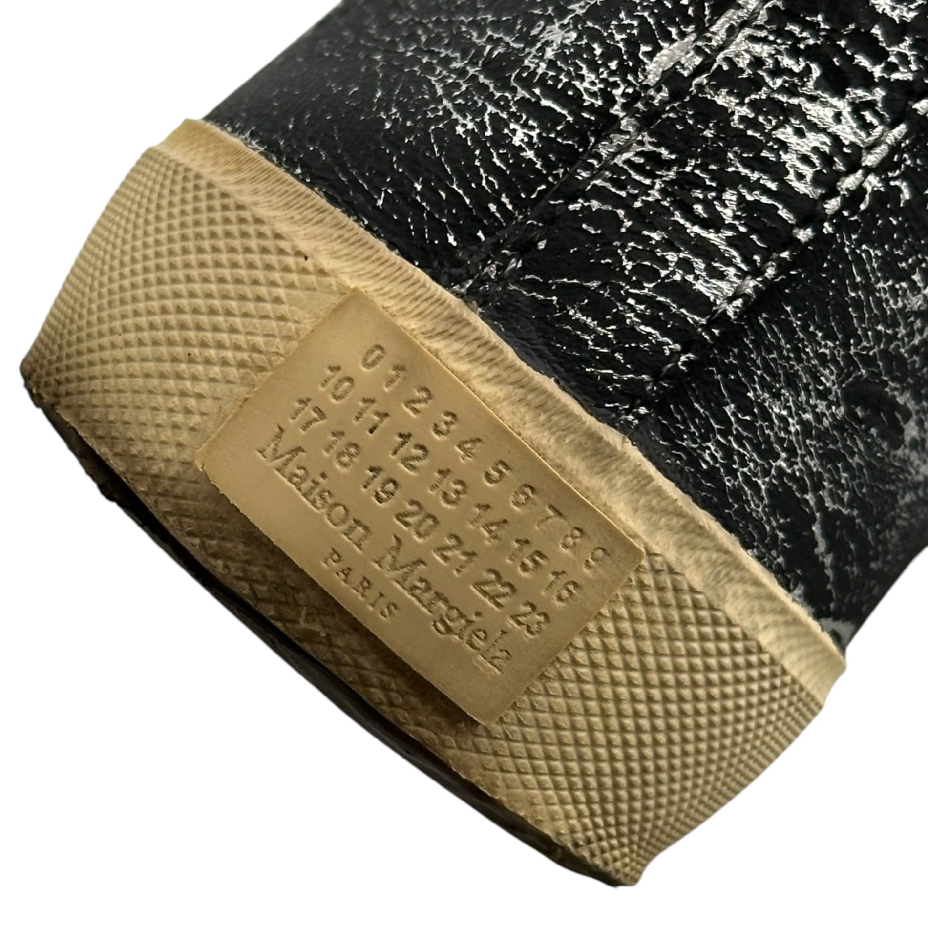 MAISON MARGIELA(メゾンマルジェラ) 19AW TABI CANVAS HI-TOP SNEAKER - Bianchetto 足袋 キャンバス ハイカット スニーカー ペンキ加工 41 シルバー