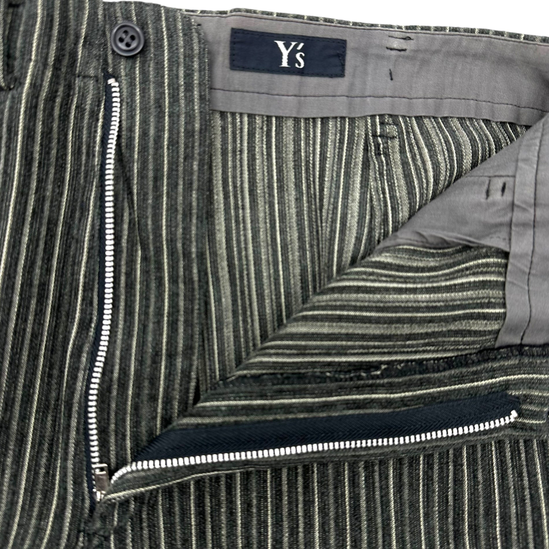 Y's(ワイズ) Acrylic/Wool Striped Straight Slacks Pants アクリル ウール ストライプ ストレート スラックス パンツ YX-P07-901 表記無(S~M程度) グレー