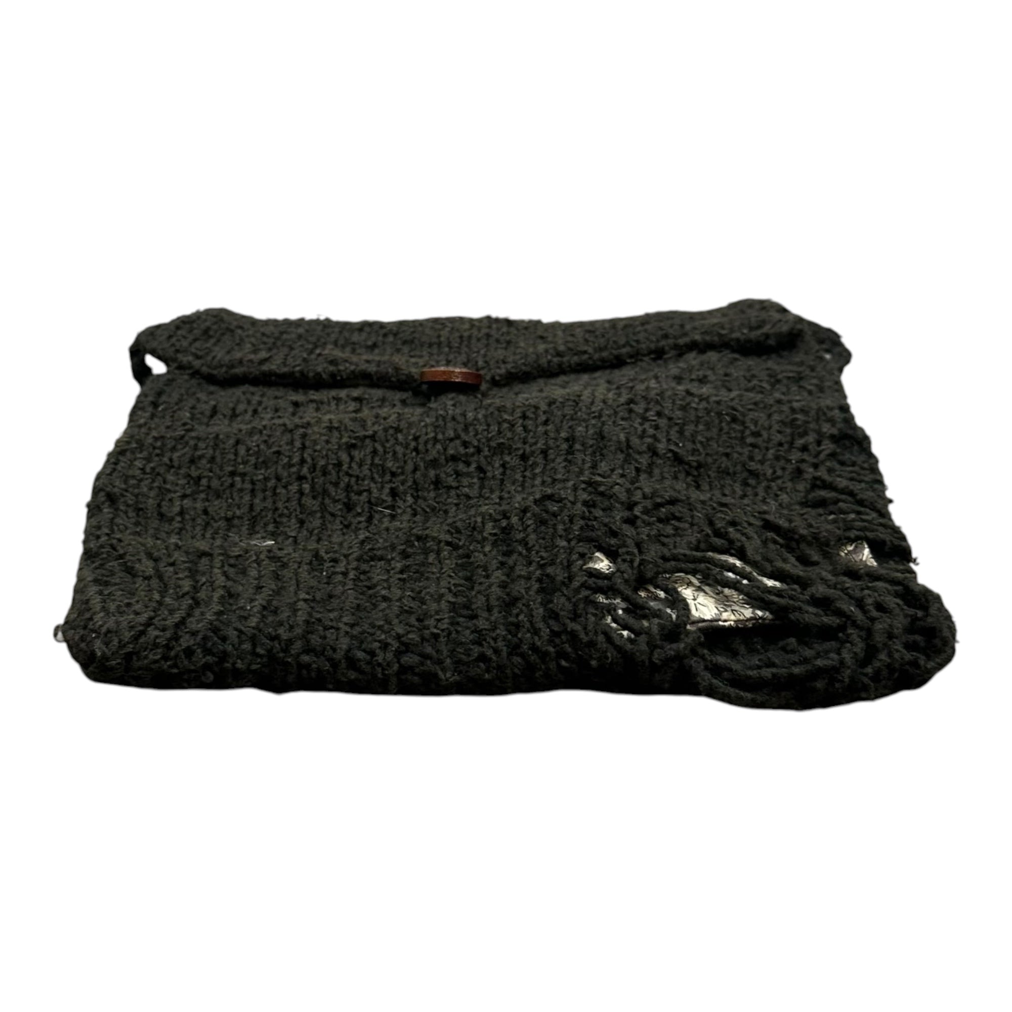 NUMBER (N)INE(ナンバーナイン) 2003SS ‘‘TOUCH ME I'M SICK‘‘ Grunge Knit Shoulder Bag グランジ ニット ショルダーバッグ カート期 ブラック 00's Archive アーカイブ