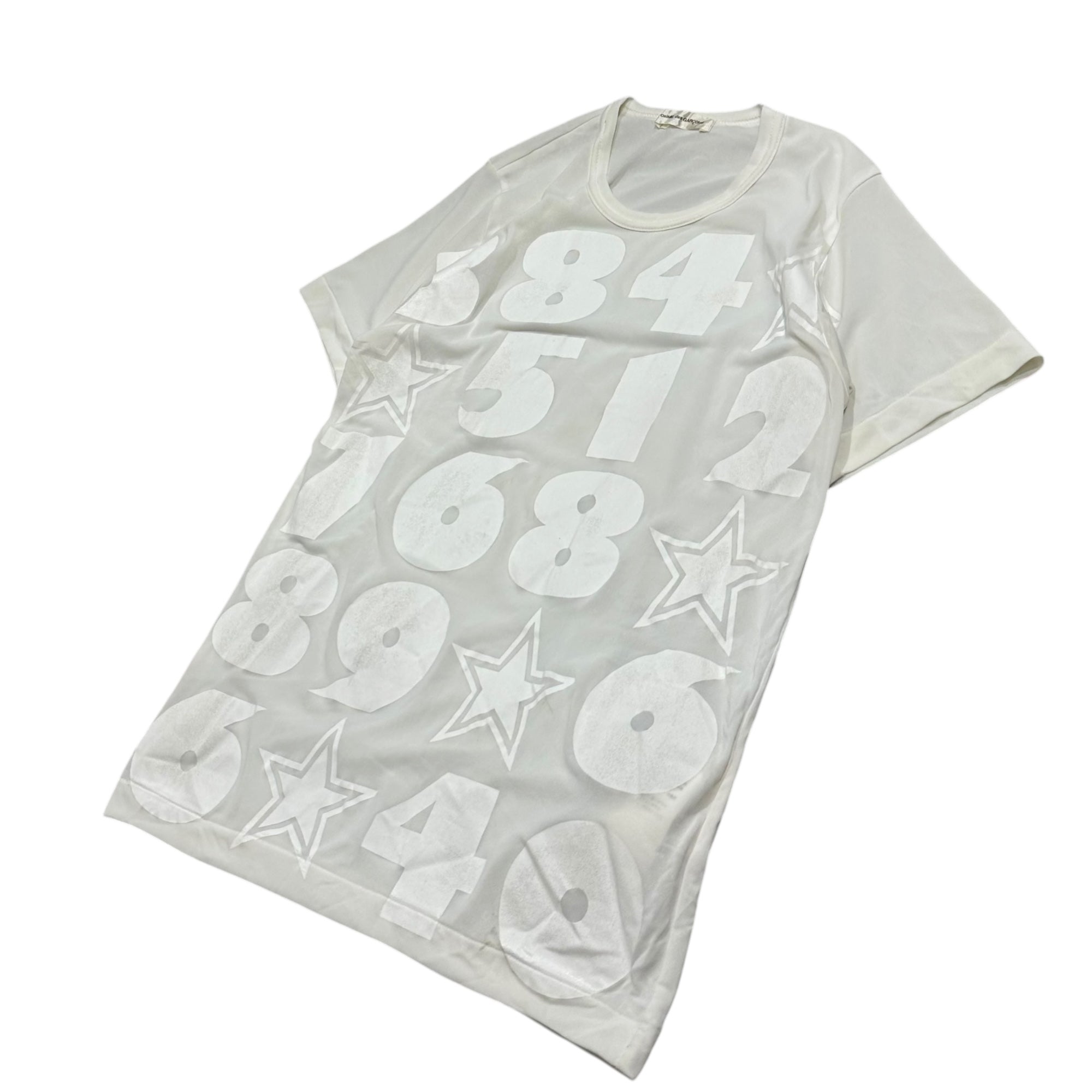 COMME des GARCONS(コムデギャルソン) 2002SS Number-Printed Crew-Neck Mesh T-Shirt 数字プリント クルーネック メッシュ Tシャツ GE-T009 FREE ホワイト AD2001