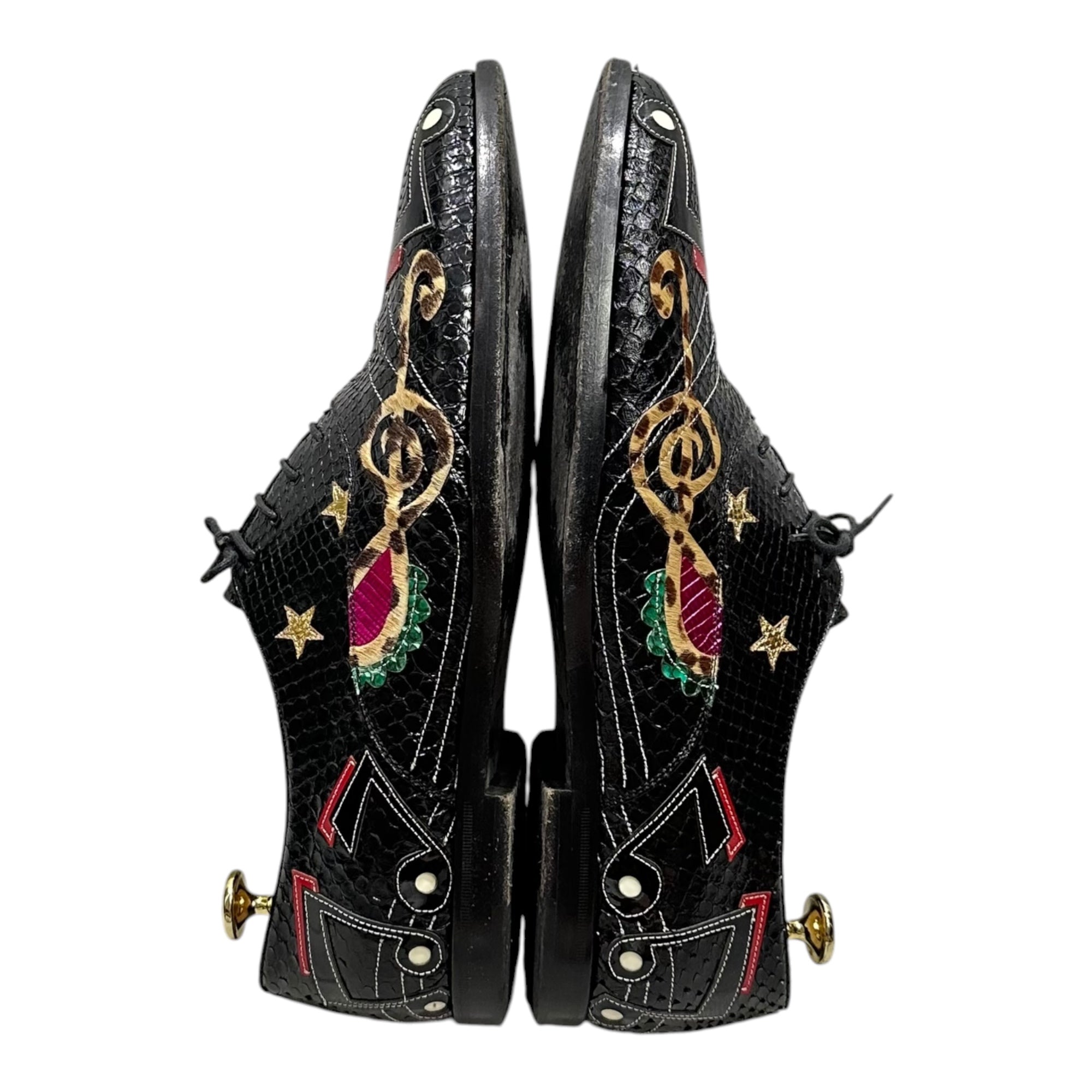 SAINT LAURENT PARIS(サンローランパリ) 2016AW By Hedi Slimane Python Patch Leather Dress Shoes パイソン 音符 パッチ レザー オックスフォード シューズ 485152 43(約27.5cm〜28.0cm) ブラック エディ期 ダービー