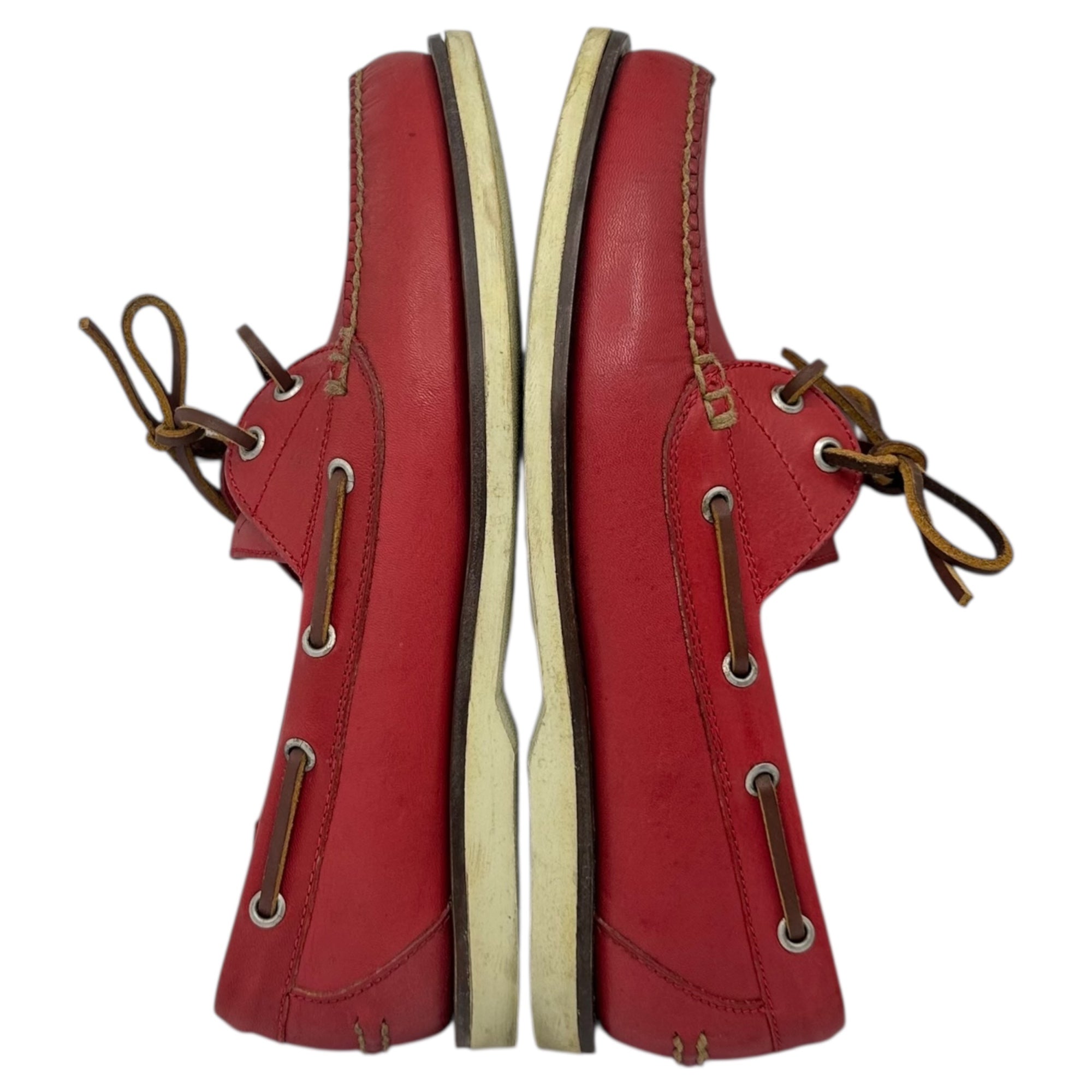 POLO RALPH LAUREN(ポロラルフローレン) Pony Logo Leather Deck Shoes ポニー ロゴ レザー デッキ シューズ 8EE(26cm程度) レッド