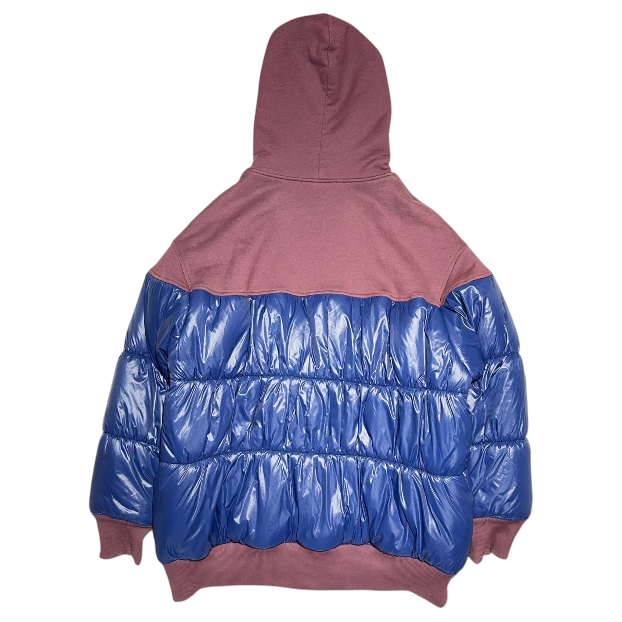 TELFAR(テルファー) Insulated Docking Zip-Up Hoodie 中綿 ドッキング ジップアップ パーカー フーディ fw20-pf-03-0xbl FREE バーガンディ×ブルー