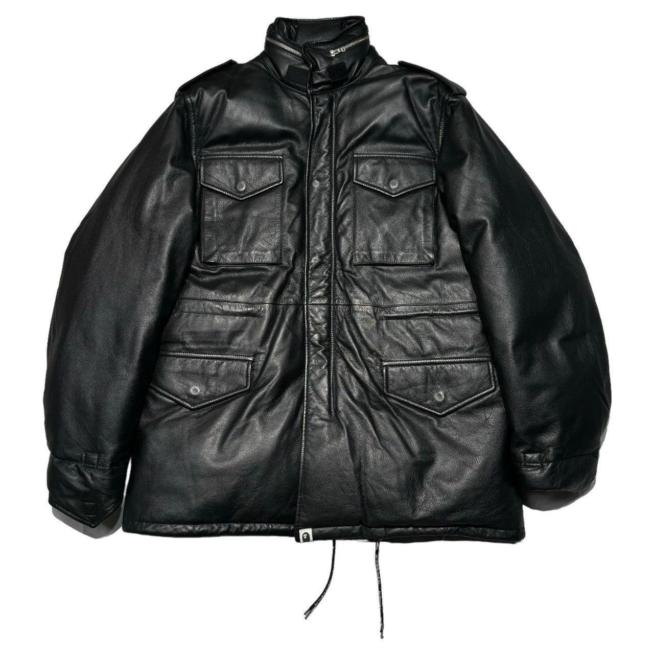 BAPE BY A BATHING APE(ベイプ バイ アベイシングエイプ) M-65 type leather down jacket M-65タイプ レザーダウン ジャケット XL ブラック SAMPLE品