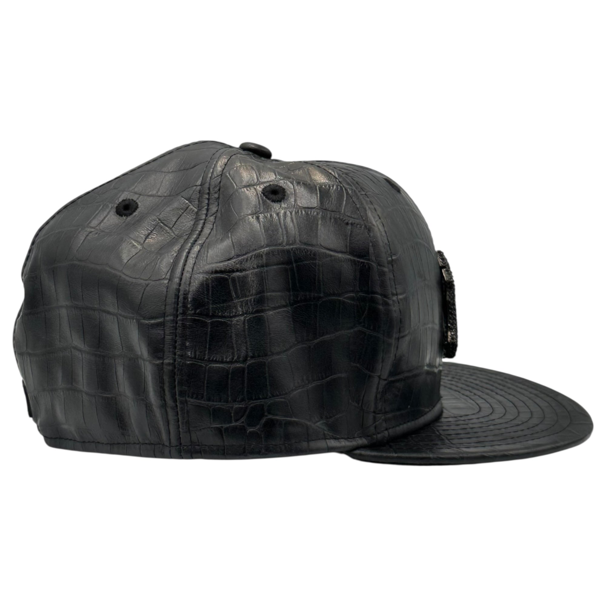 Swarovski(R) Elements × New Era(スワロフスキー エレメンツ × ニューエラ) Crocodile-embossed All-Leather New York Yankees Cap クロコ型押し オールレザー ニューヨークヤンキース キャップ ブラック 限定品