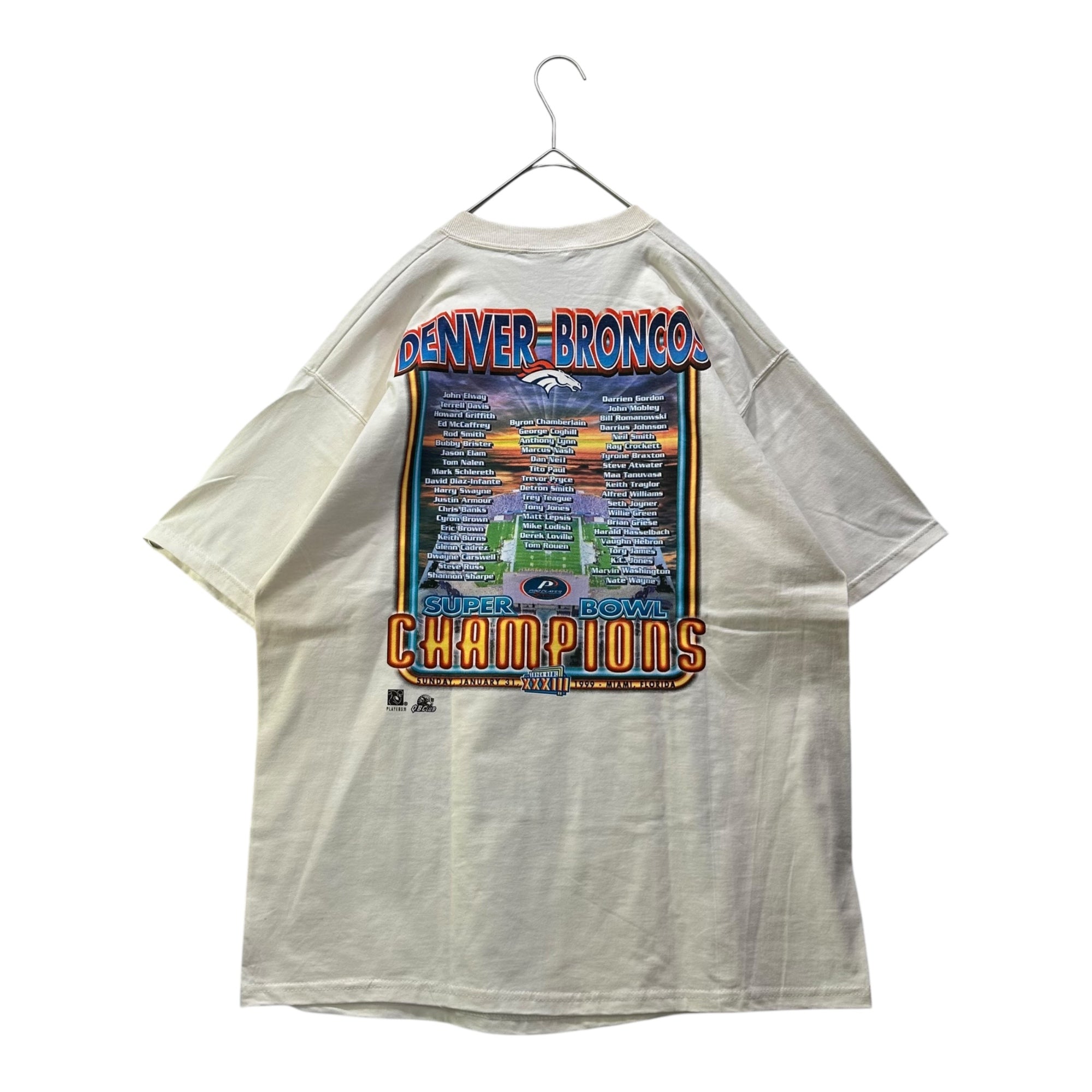 VINTAGE(ヴィンテージ) 1999 SUPER BOWL T-SHIRT 99年 スーパーボール Tシャツ L ホワイト×マルチカラー NFL
