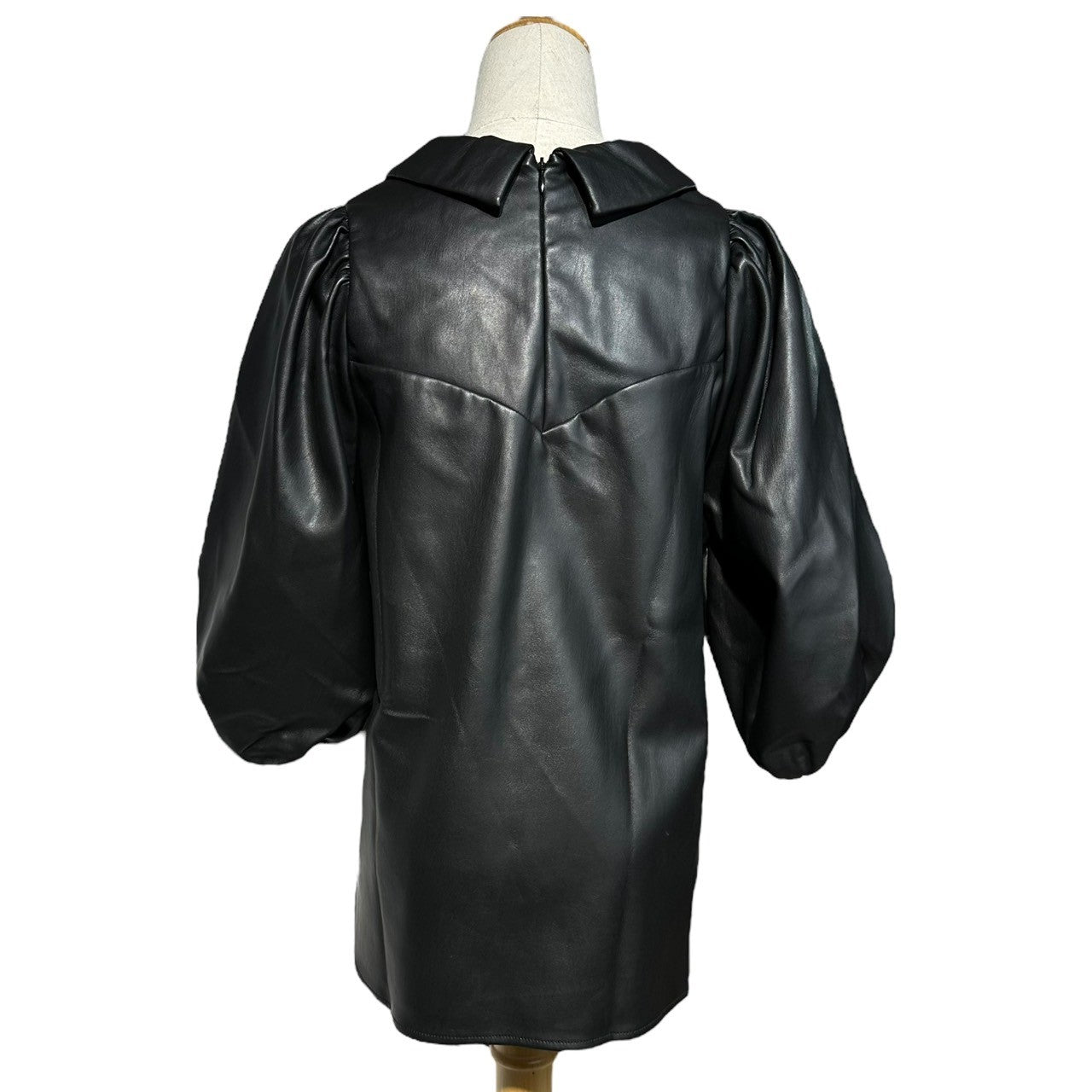 RhodolirioN(ロドリリオン) 22AW Puff Sleeve Shirt - Synthetic Leather パフスリーブ シャツ ブラウス シンセティック レザー LN868 1 ブラック