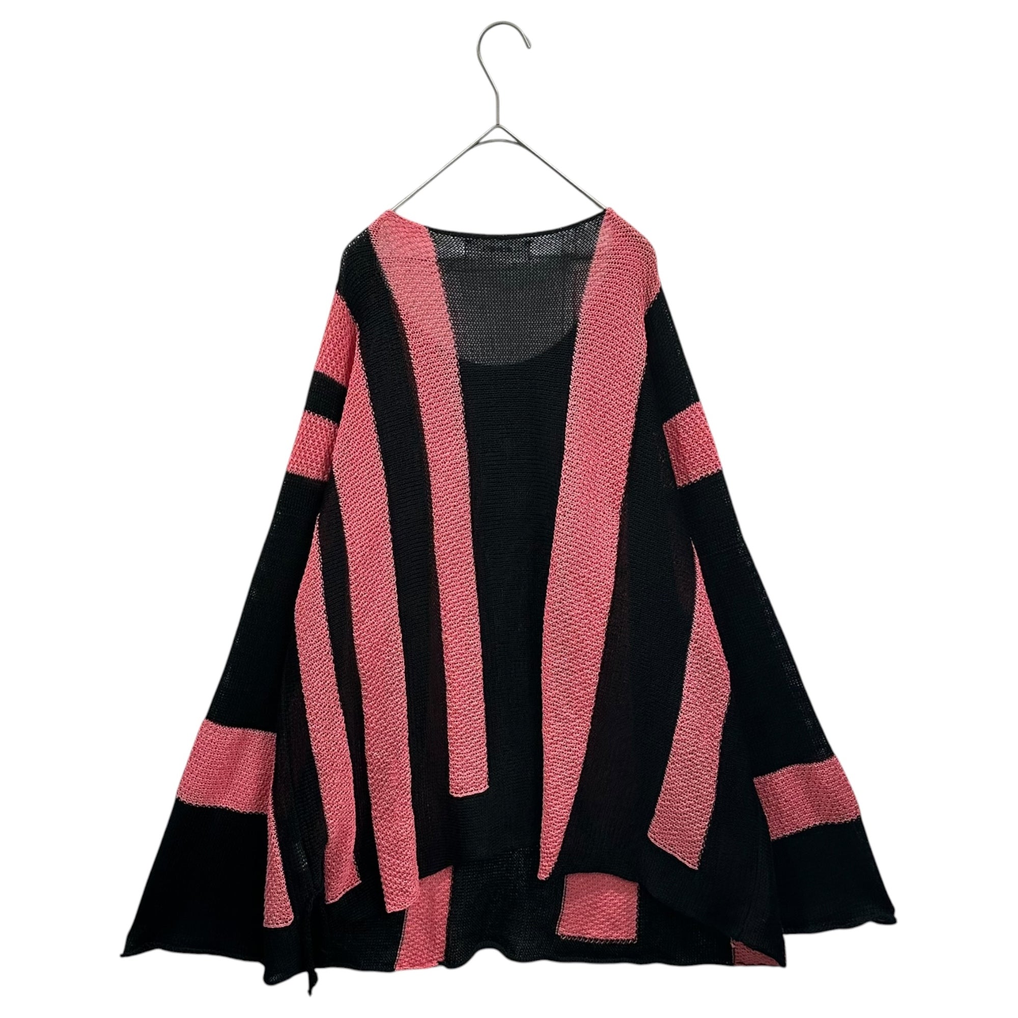 sulvam(サルバム) 20SS Striped Mesh Knit ストライプ メッシュ 長袖 ニット SL-K07-840 M ブラック×ピンク