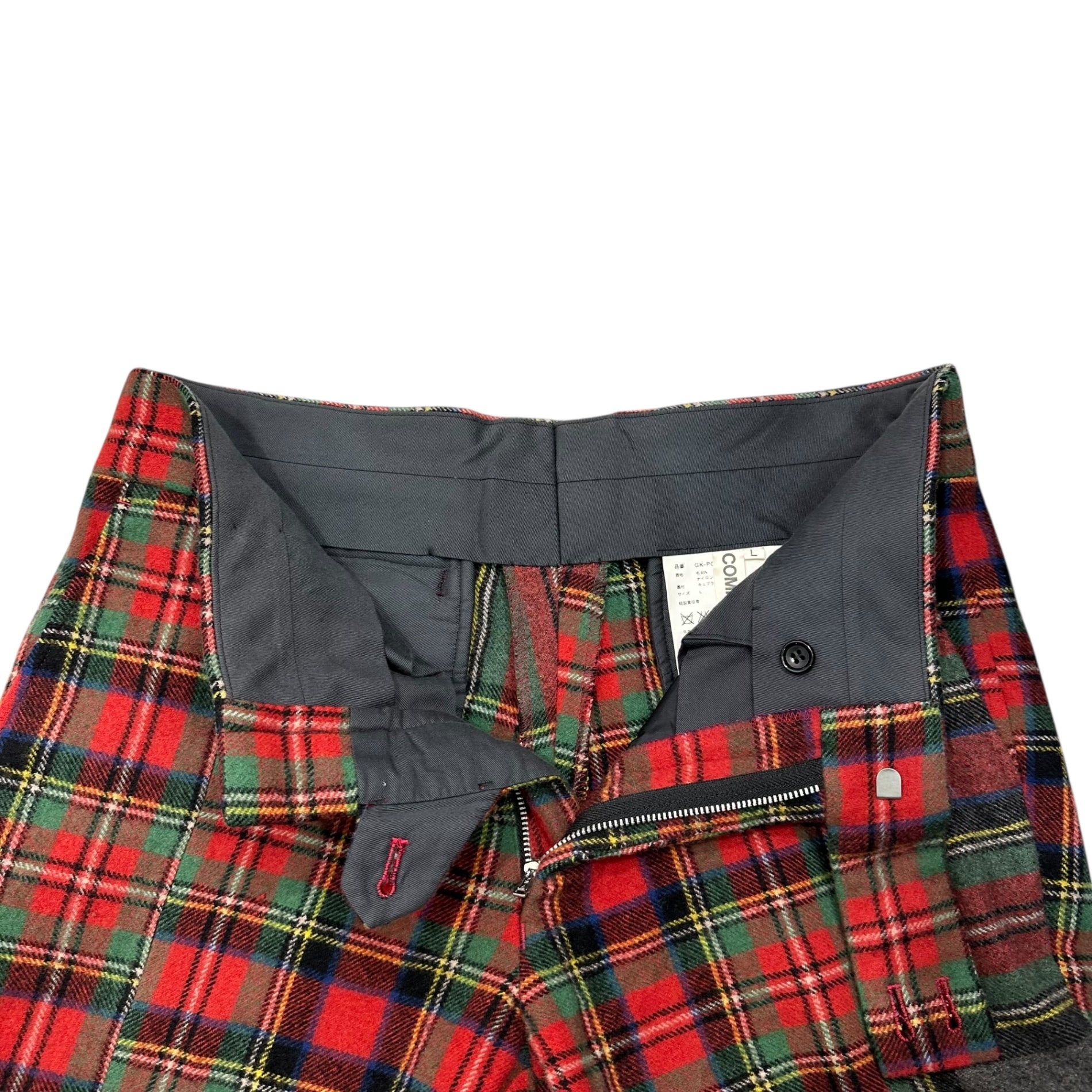 COMME des GARCONS(コムデギャルソン) 03AW Wool tartan check trousers ウール タータンチェック パンツ GK-P035 L レッド AD2003 男性着用可能