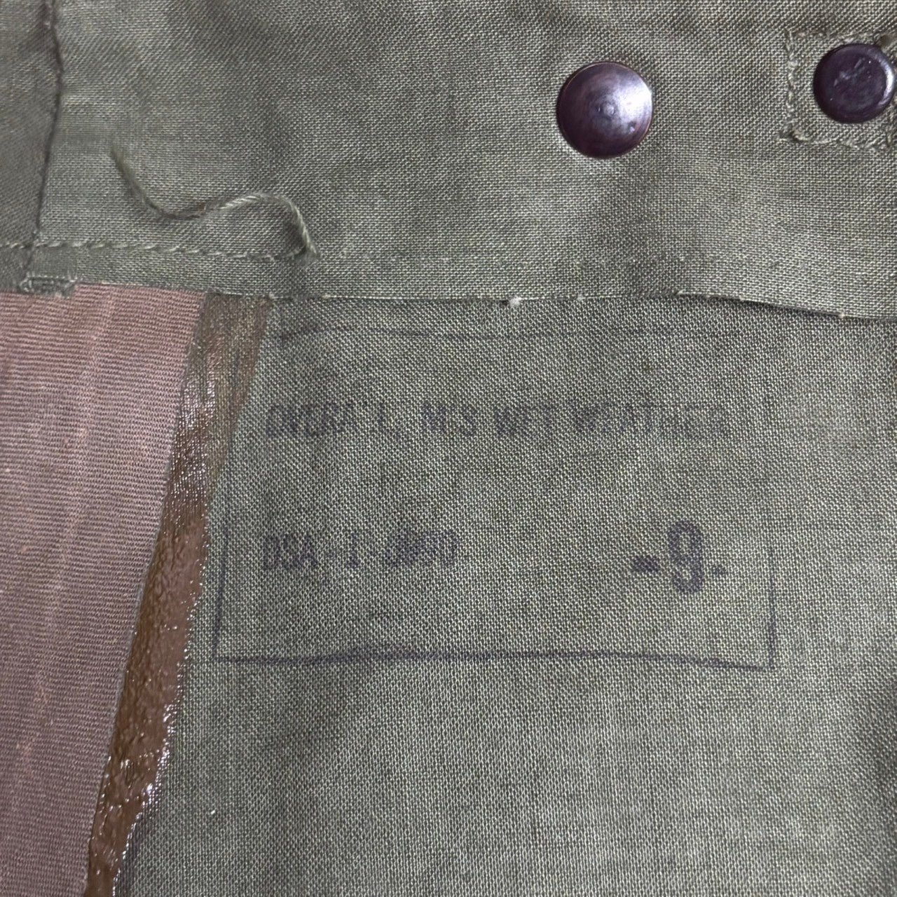 US NAVY(アメリカ海軍) 60's OVERALLS WET WEATHER ウェット ウェザー オーバーオール 8405-268-8038 SMALL カーキ 60年代 USN パンツ  ヴィンテージ デッキクルーCONMAR アルミジップ