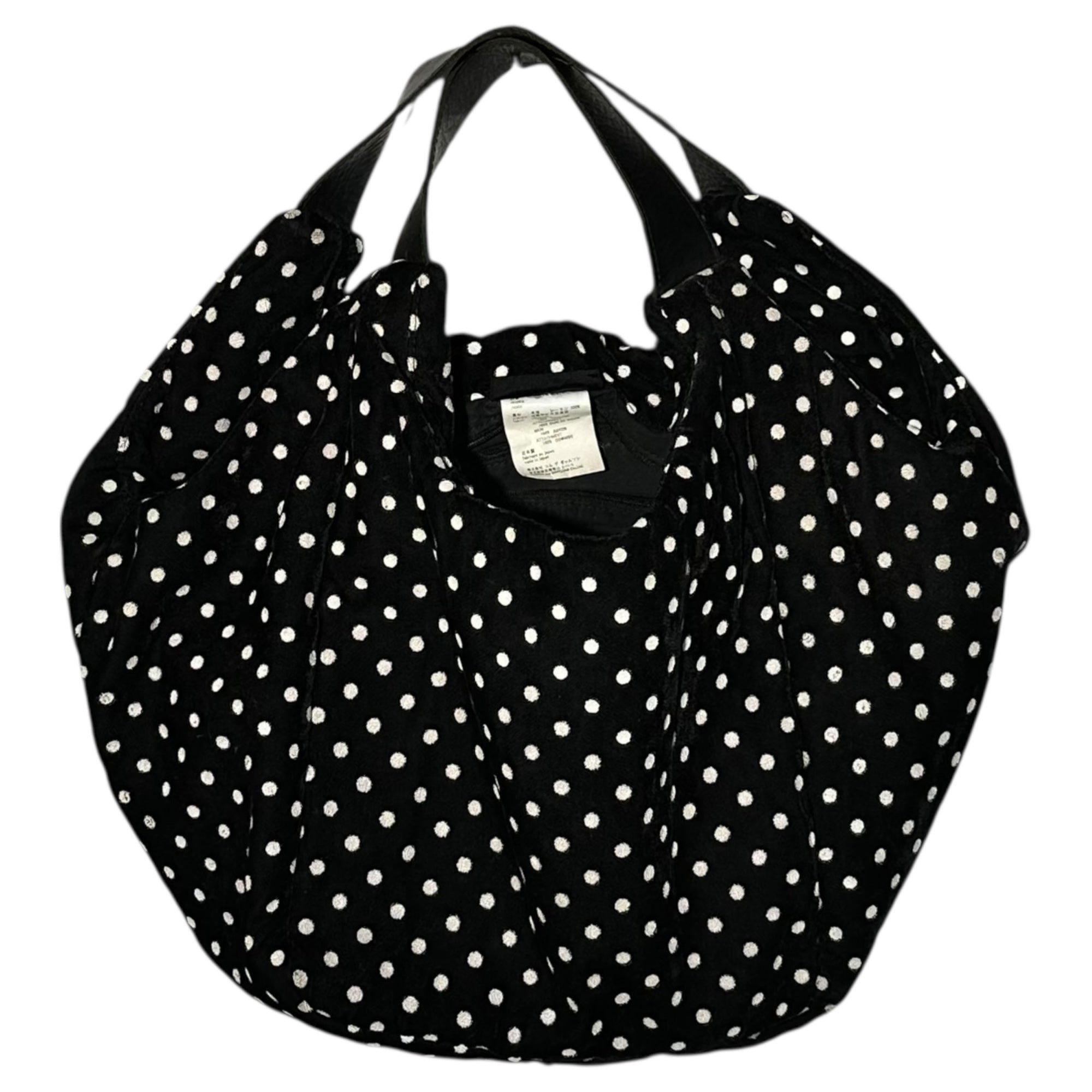 tricot COMME des GARCONS(トリココムデギャルソン) Polka Dot Velour Leather Handle Tote Bag ドット柄 ベロア レザー ハンドル トート バッグ TB-K210 ブラック×ホワイト