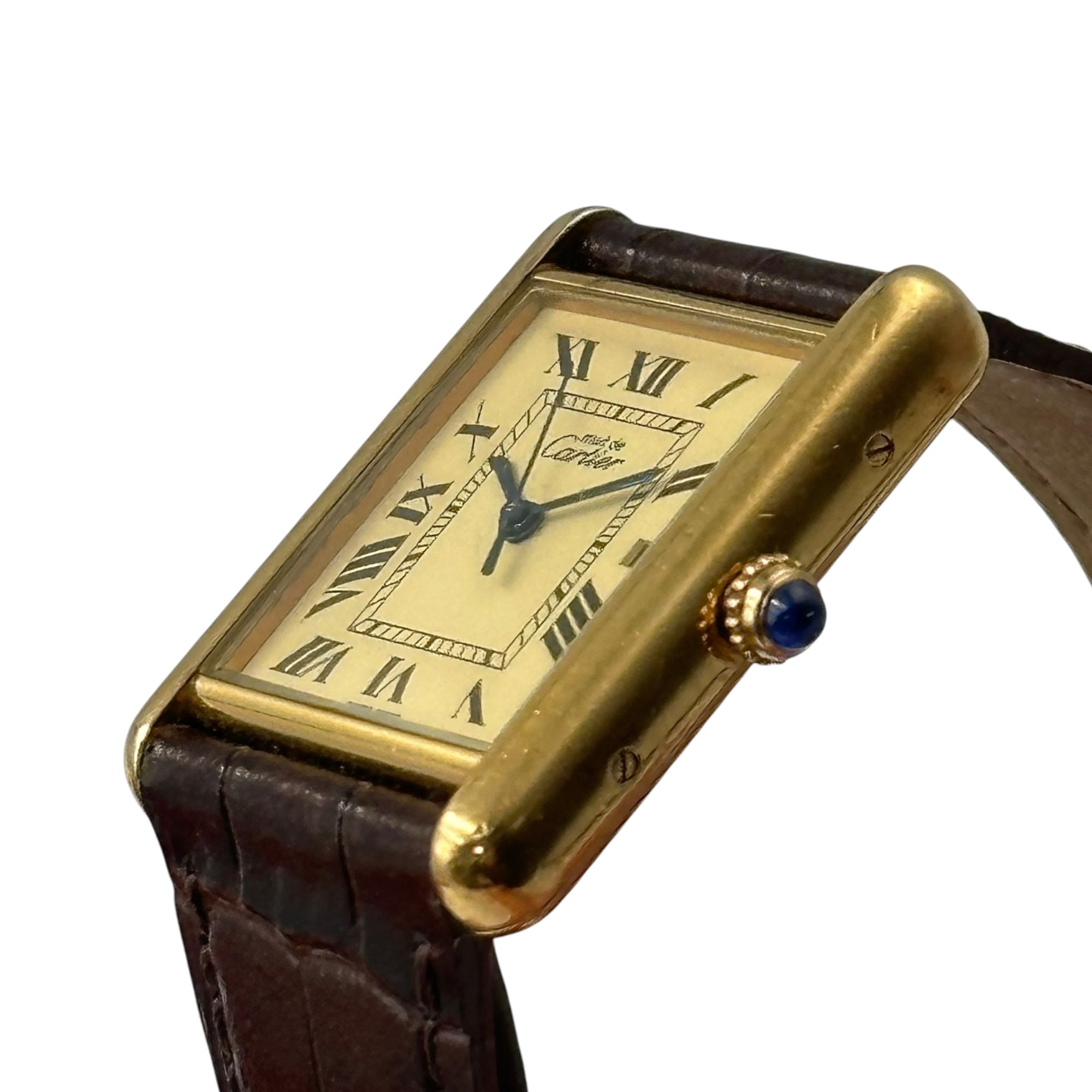 Cartier(カルティエ) 2001's~2002's Must Tank GM Ivory Roman Dial マストタンク クオーツ 腕時計 Ref. 2413 GM(XL) ゴールド 稀少サイズ メンズ着用可 クオーツ