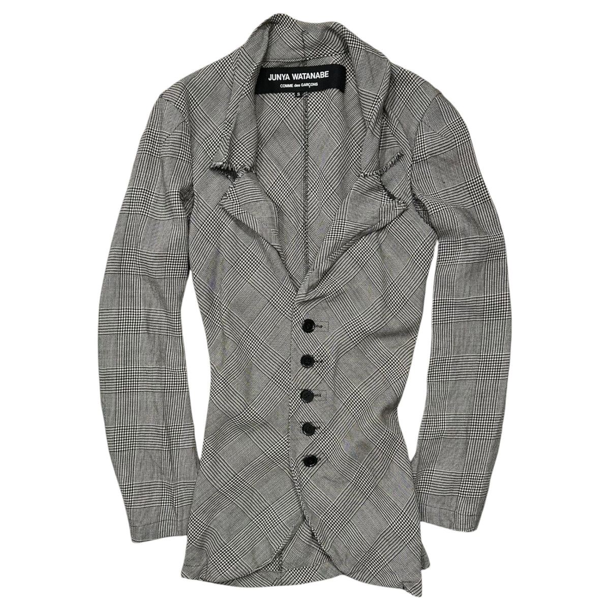 JUNYA WATANABE COMME des GARCONS(ジュンヤワタナベコムデギャルソン) 2004SS Glen Check Wool/Nylon 5-Button Jacket グレンチェック ウール ナイロン 5ボタン ジャケット JM-J038 S グレー×ホワイト AD2003 00s アーカイブ