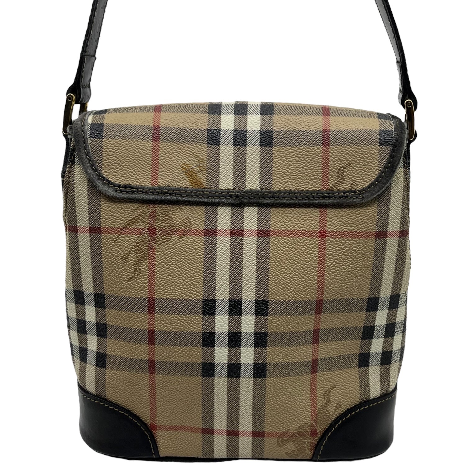 Burberrys(バーバリーズ) Nova check leather shoulder bag ノバチェック レザー ショルダー バッグ ベージュ×ブラウン ヴィンテージ OLD