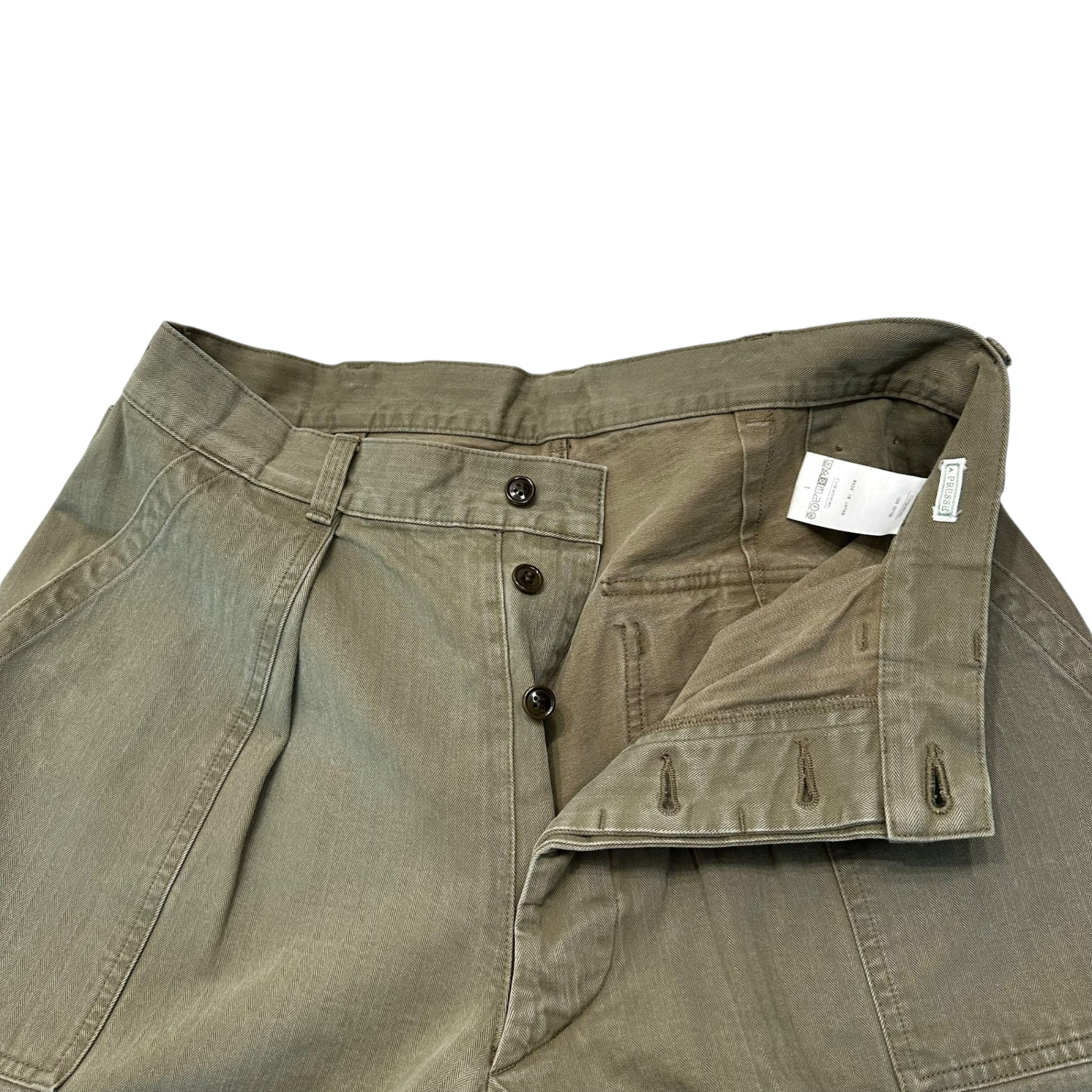A.PRESSE(アプレッセ) 21AW USAF Hemmed Bottoms Pants ヘリンボーン カーゴ パンツ 21AAP-04-03M 1 カーキ ワイド ストレート ミリタリー