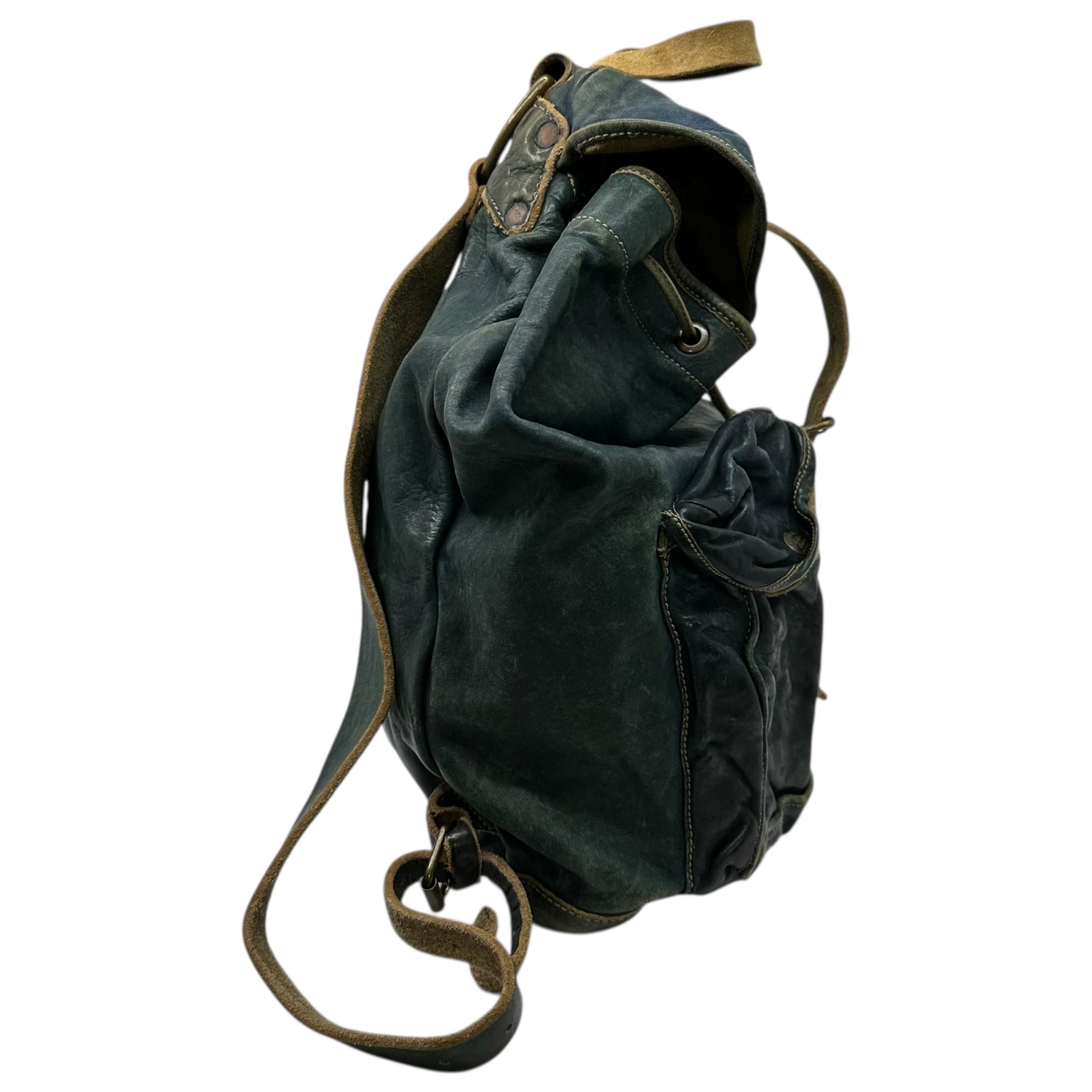 希少✨RRL ダブルアールエル インディゴレザー バックパック リュック RRL(ダブルアールエル) Indigo-dyed Leather Backpack インディゴ染め
