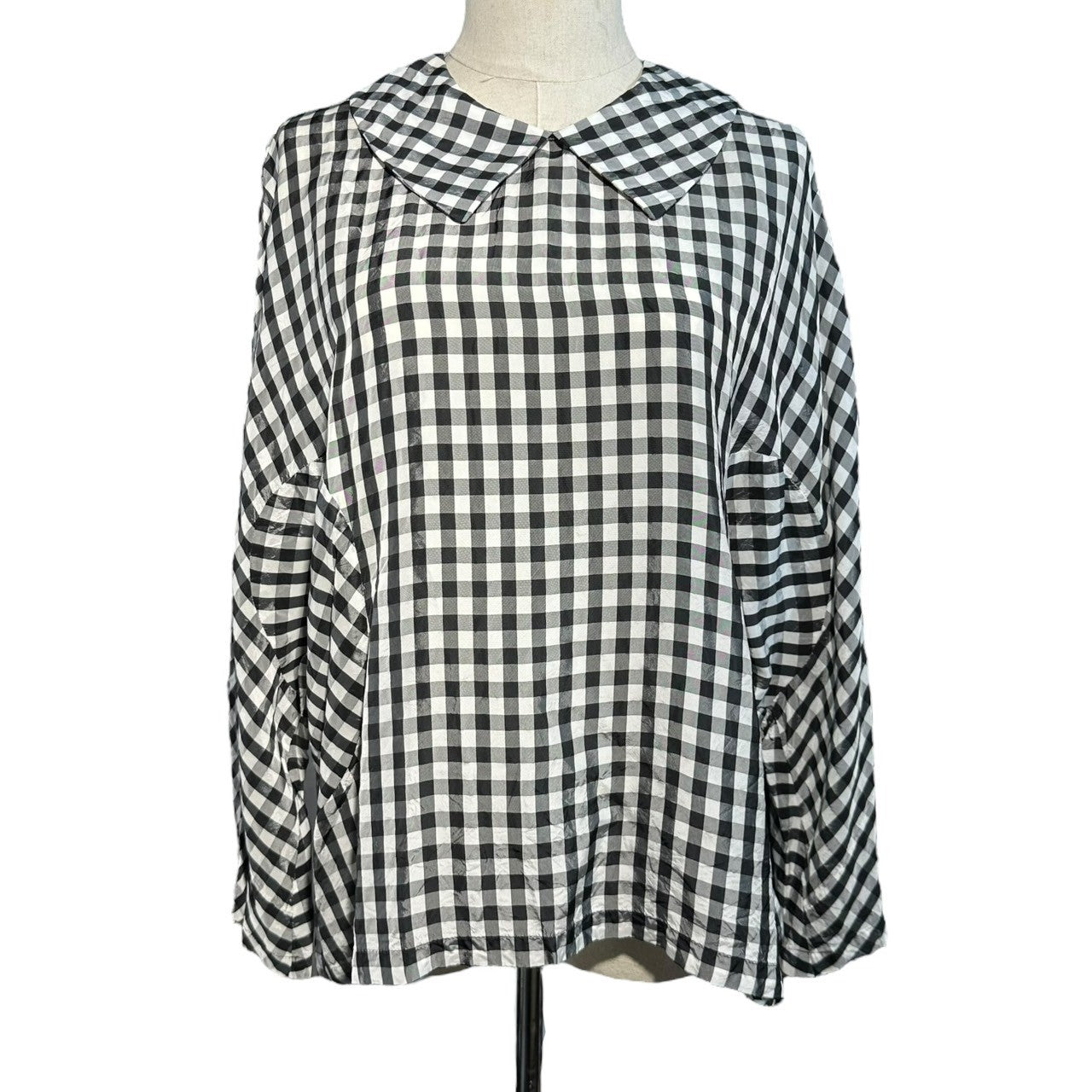 COMME des GARCONS COMME des GARCONS(コムデギャルソンコムデギャルソン) 13AW Dolman Sleeve Check Pullover Blouse ドルマンスリーブ チェック プルオーバー ブラウス RL-B006 S ブラック×ホワイト AD2013