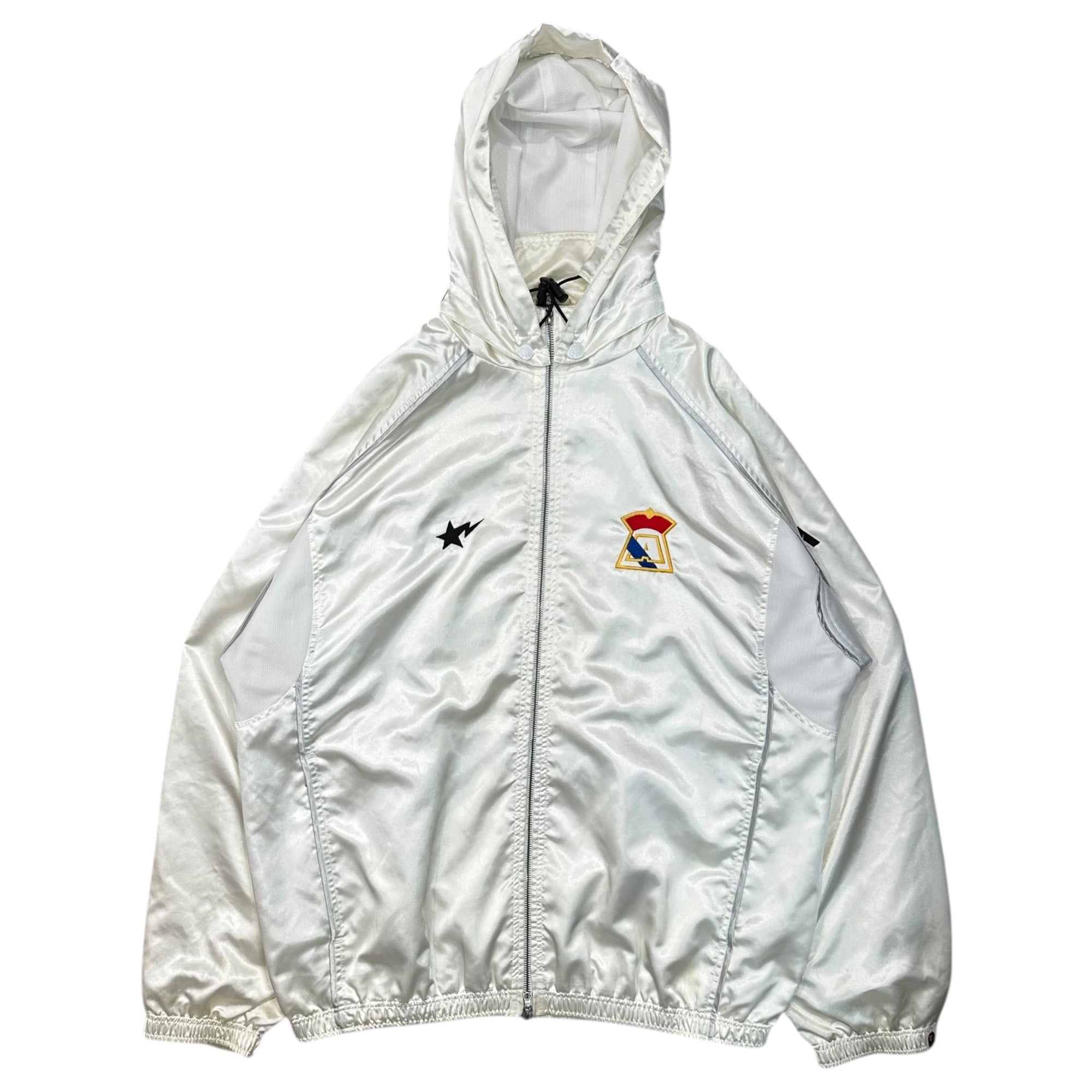 A BATHING APE(アベイシングエイプ) 00's A logo nylon hoodie ロゴ ナイロン パーカー M ホワイト