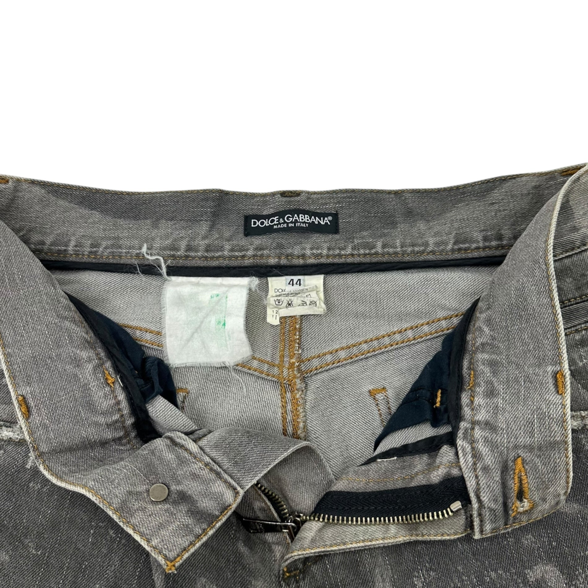 DOLCE&GABBANA(ドルチェ&ガッバーナドルガバ) Bleached damaged processed straight-leg denim pants ブリーチ ダメージ 加工 ストレート デニム パンツ G46KTD G8E15 44(XS程度) グレー