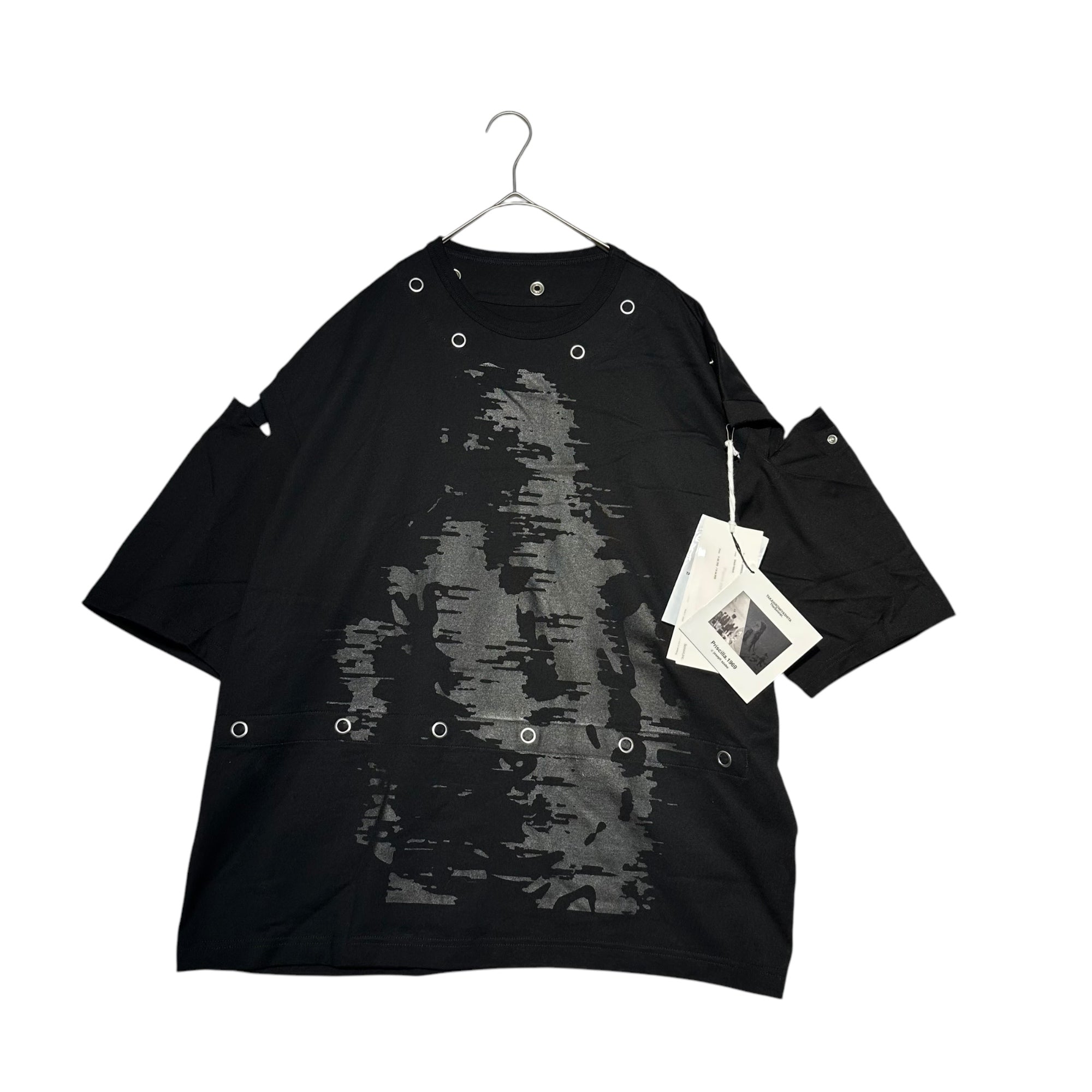 TAKAHIRO MIYASHITA The Soloist.(タカヒロミヤシタザソロイスト) attachment collar & tail short sleeve tee. -_joseph szabo レイヤード シャツ Tシャツ  0005SS22 48 ブラック×ホワイト
