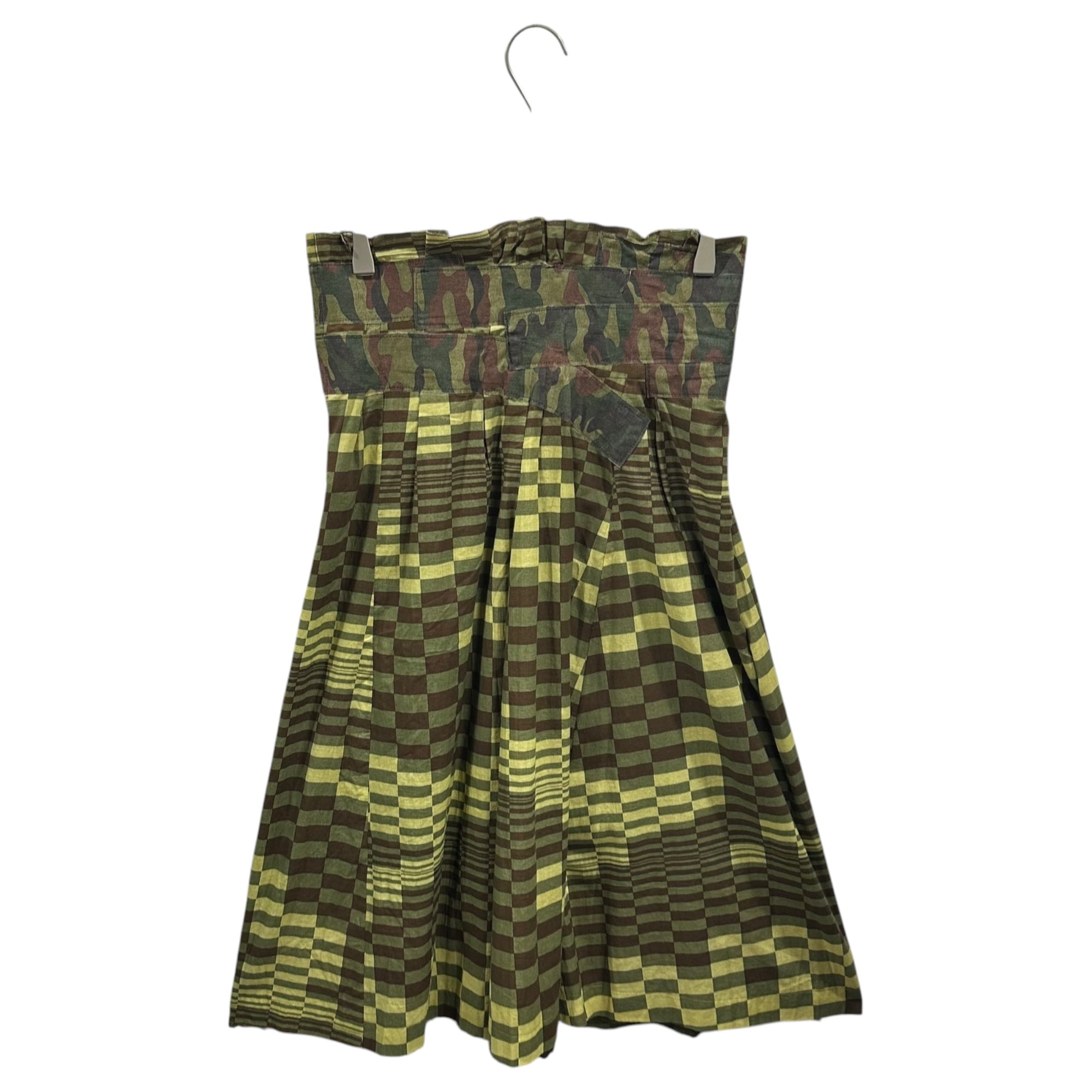 COMME des GARCONS(コムデギャルソン) 2000AW Camouflage Check Patterned Cotton Skirt with Contrast Panels カモフラ チェック 切替 コットン スカート GS-10017S S カーキ AD2000 00s アーカイブ