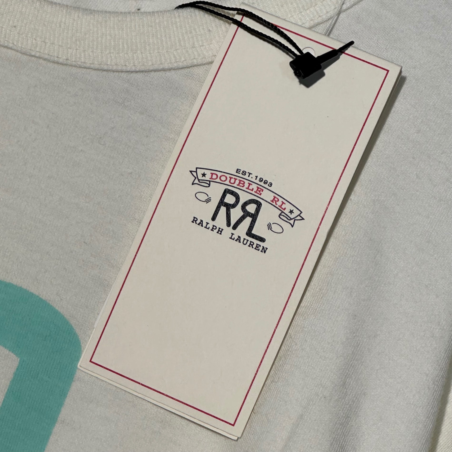 RRL(ダブルアールエル) Logo L/S T-Shirt ロゴ 長袖 Tシャツ ロンT M アイボリー×ライトブルー