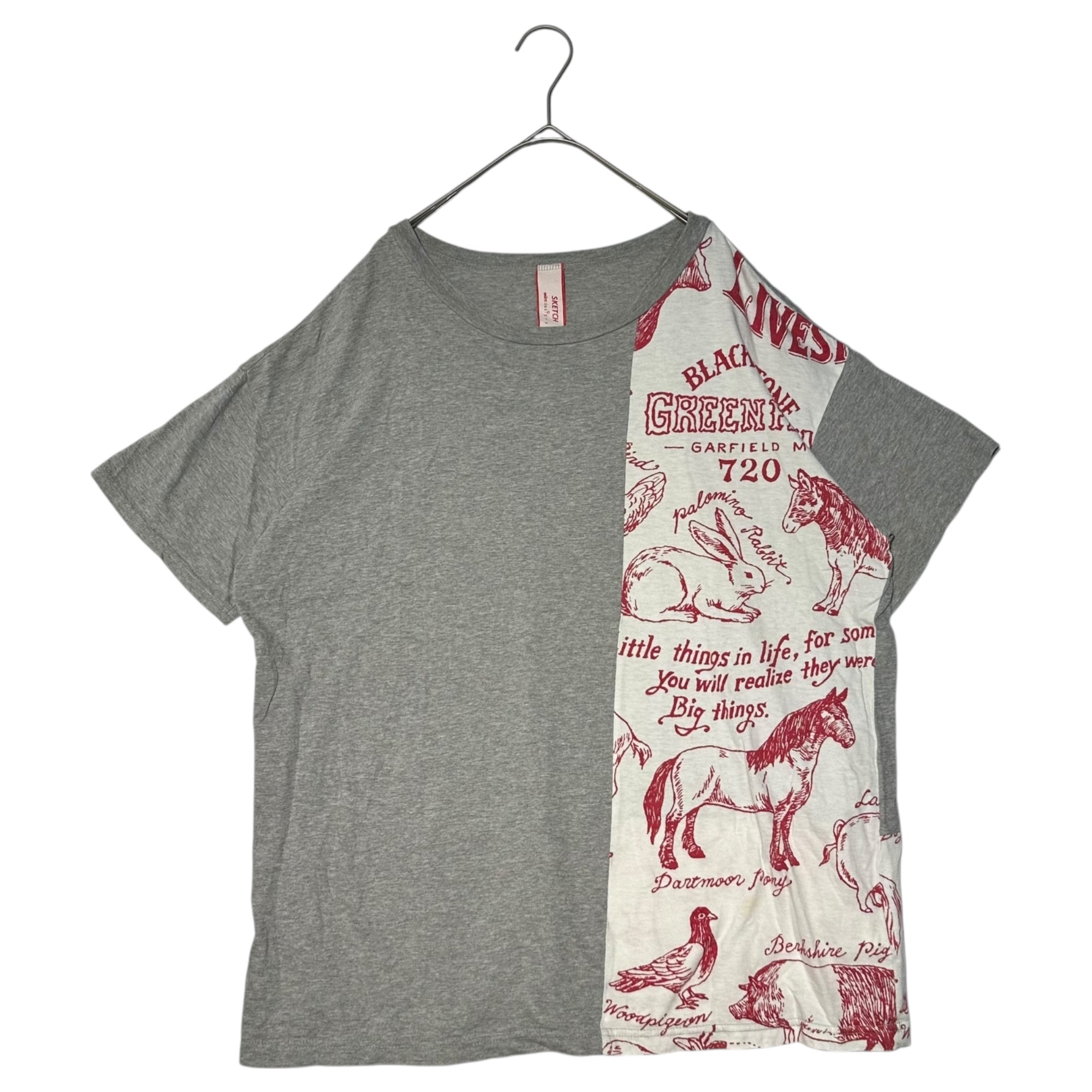 SKETCH mint designs(スケッチ ミントデザイン) Animal print docking T-shirt アニマル柄 ドッキング Tシャツ 33184-CT2TC02 4(L程度) グレー