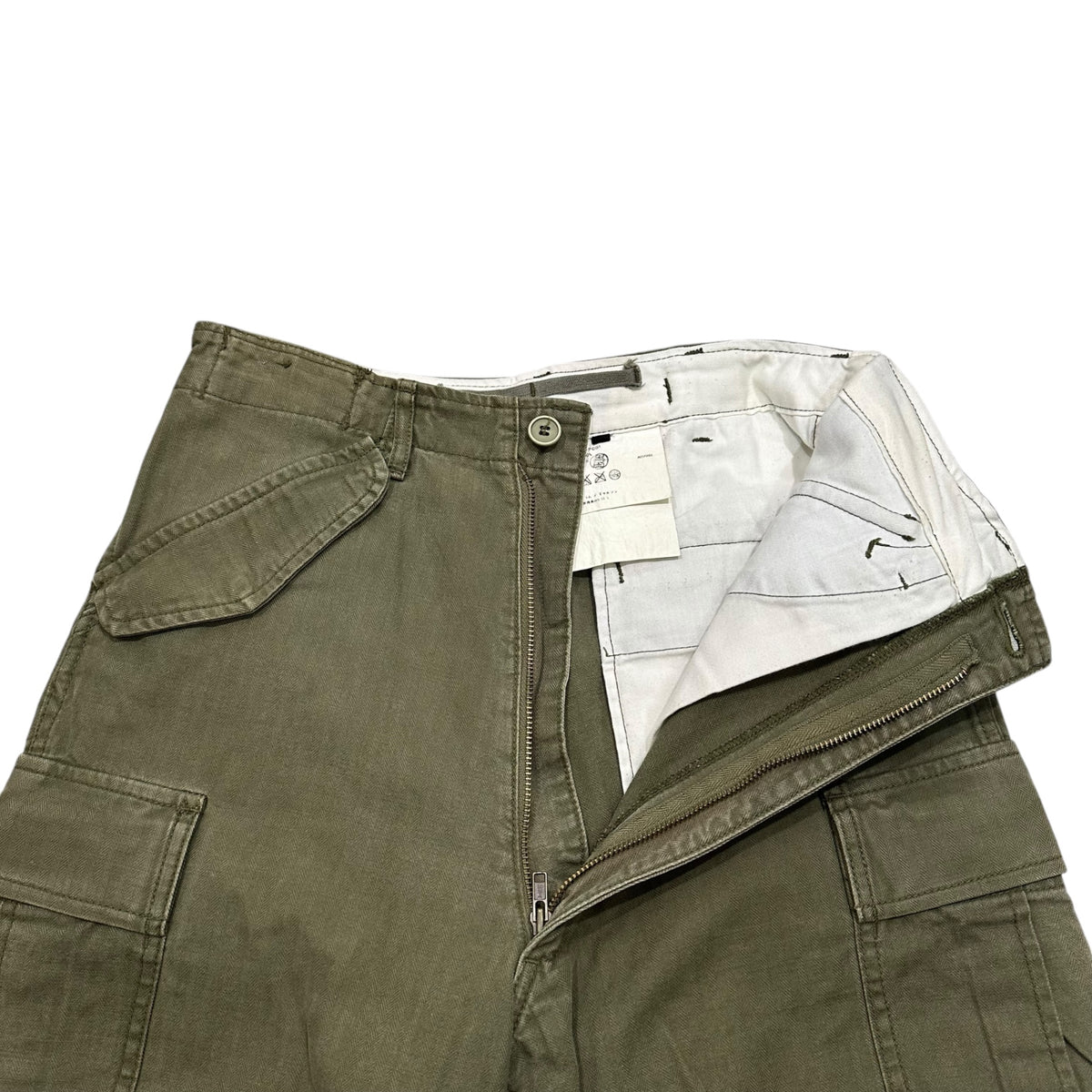 tricot COMME des GARCONS(トリココムデギャルソン) 2003SS Herringbone Military Cargo Pants ヘリンボーン ミリタリー カーゴ パンツ TI-P001 S セージグリーン AD2002 USED加工