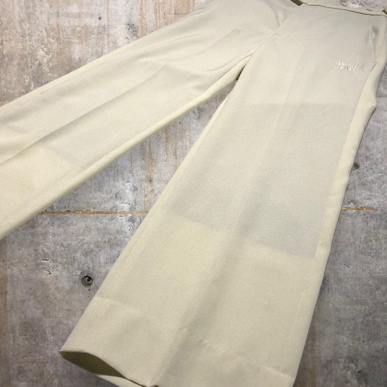 Needles(ニードルズ) Side Tab Trouser/ピヨン刺繍スラックスパンツ KP331 XS ホワイト STUDIOUS別注