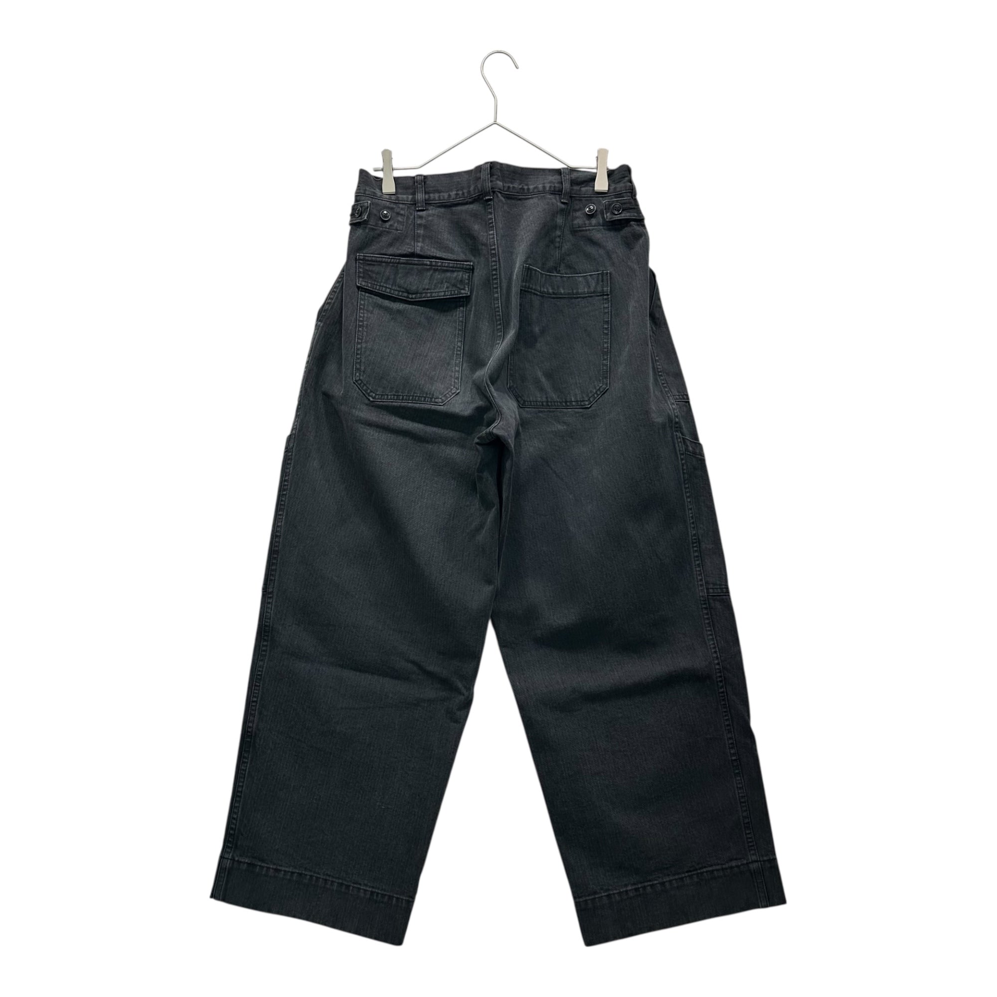 A.PRESSE(アプレッセ) 22AW USAF Hemmed Bottoms Pants ヘリンボーン カーゴ パンツ 22AP-04-07M 1 ブラック ワイド ストレート ミリタリー