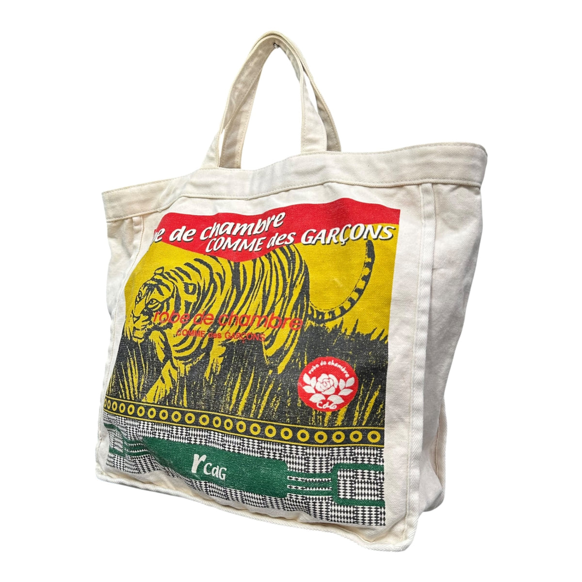 robe de chambre COMME des GARCONS(ローブドシャンブルコムデギャルソン) Tiger Graphic Canvas Tote Bag 虎 グラフィック キャンパス トートバッグ アイボリー×マルチカラー