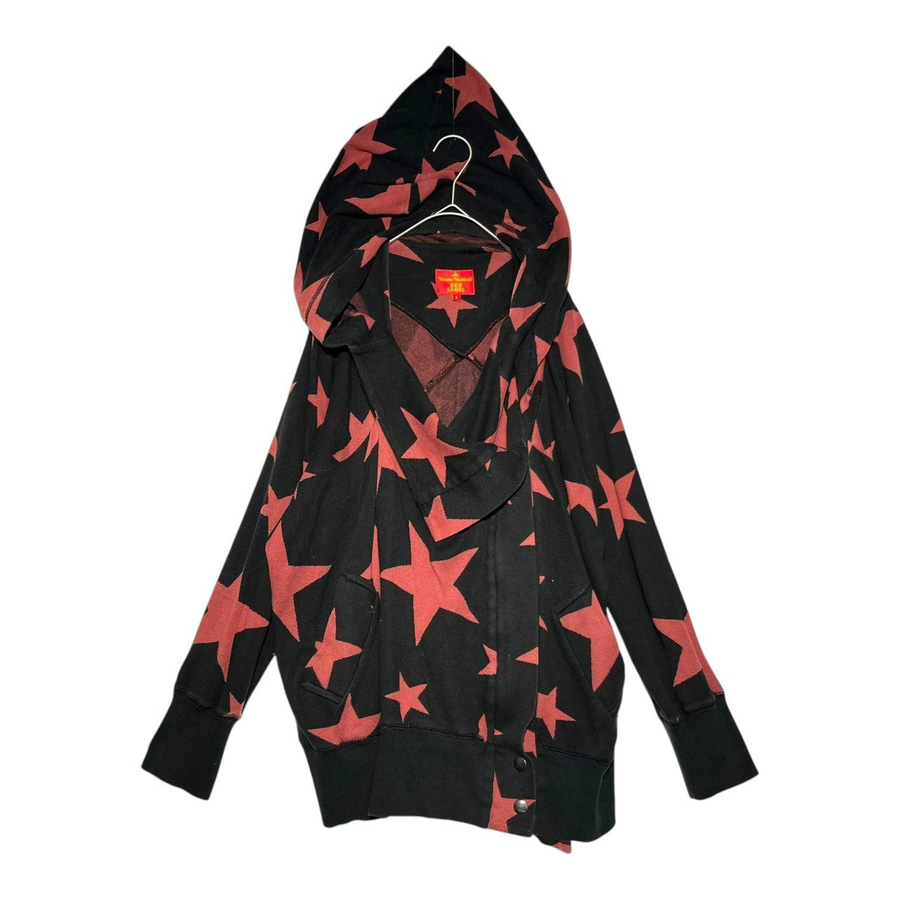 Vivienne Westwood RED LABEL(ヴィヴィアンウエストウッドレッドレーベル) Star all over pattern big hood zip up hoodie スター総柄 ビッグフード ジップアップ パーカー 16-01-331001 3(L) ブラック×レッド