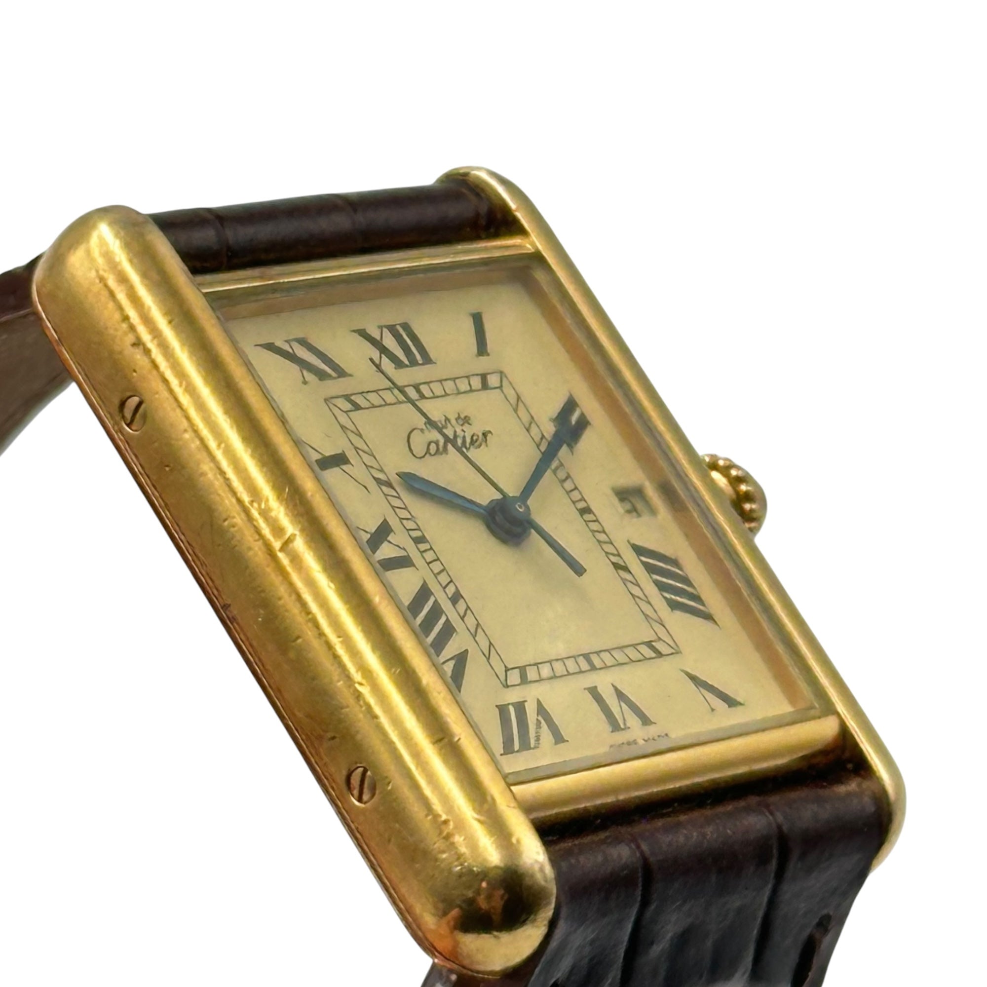 Cartier(カルティエ) 2001's~2002's Must Tank GM Ivory Roman Dial マストタンク クオーツ 腕時計 Ref. 2413 GM(XL) ゴールド 稀少サイズ メンズ着用可 クオーツ