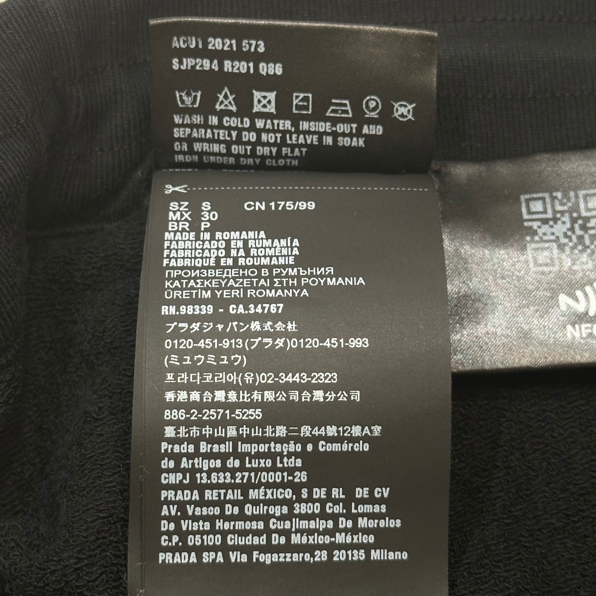 PRADA(プラダ) 2021SS Nylon Pockets Cotton Fleece Sweatpants ナイロン ポケット コットンフリース スウェット パンツ SJP294 S ブラック