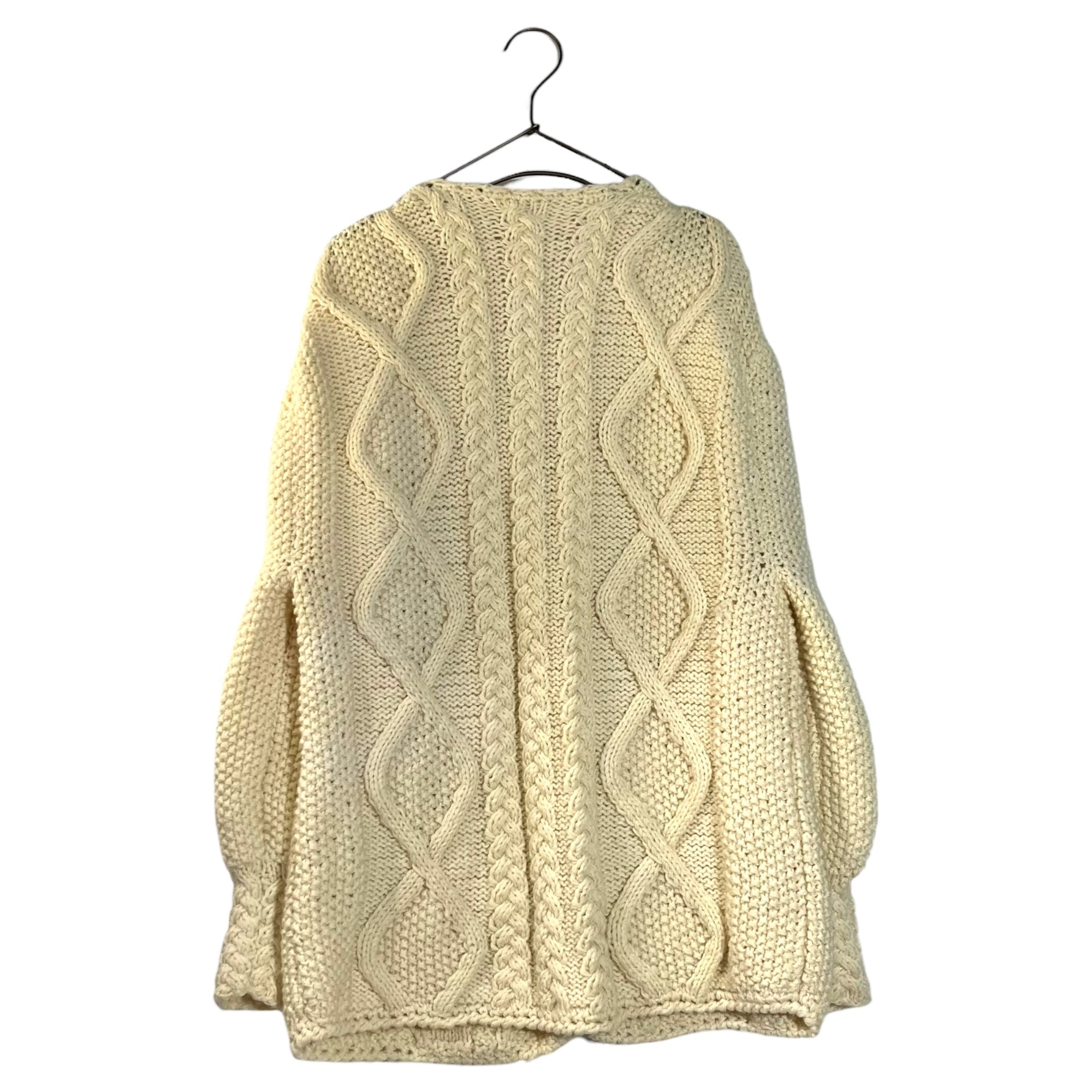 VINTAGE(ヴィンテージ) 80's~ popcorn knit ポップコーンアランニット 木ボタン FREE / 多少のほつれ有 ホワイト