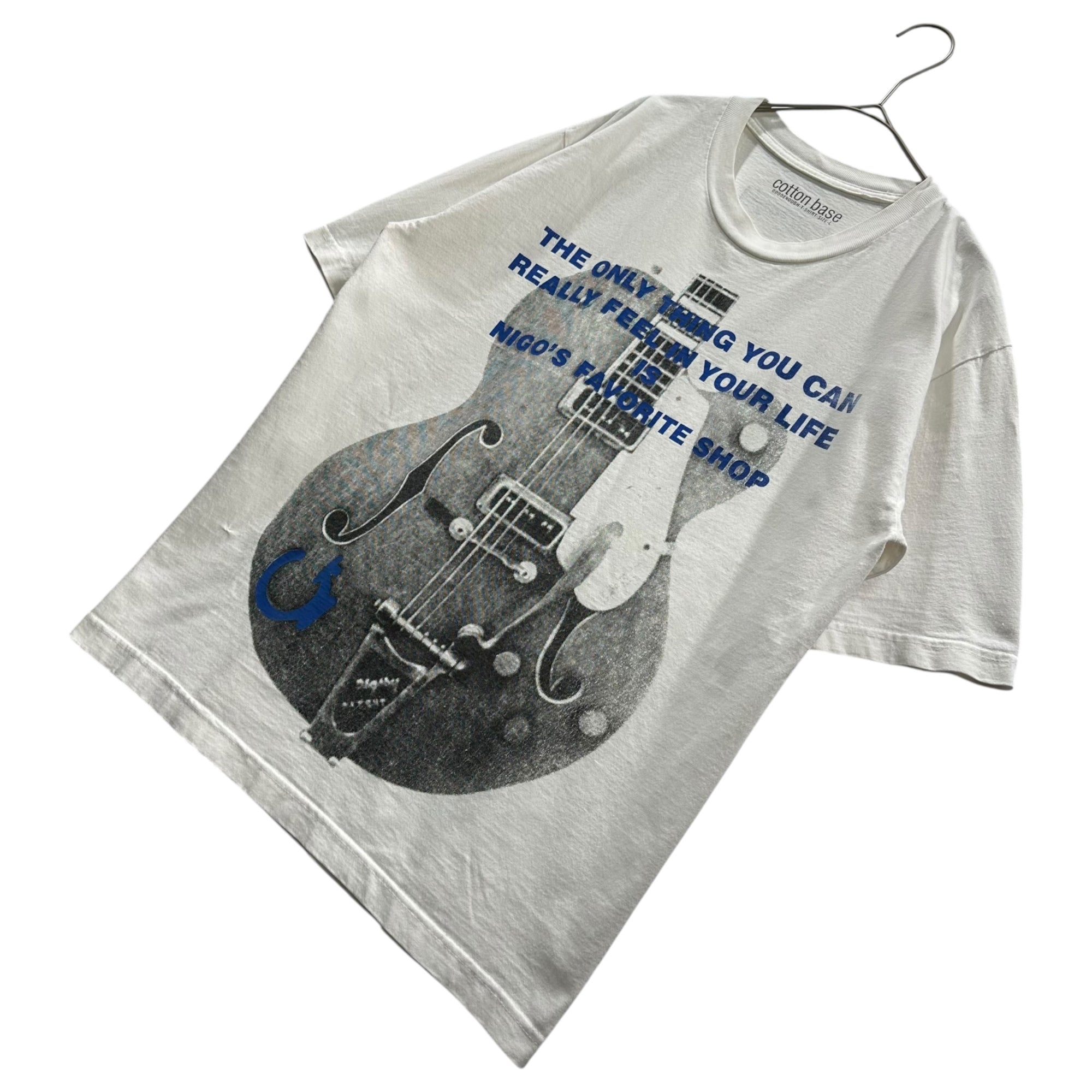 GOODENOUGH(グッドイナフ) 2003's cotton base Gretsch Guitar Print s/s T-Shirt グレッチ ギター プリント 半袖 Tシャツ L ホワイト×ブルー×グレー 2003年BAPEギャラリー限定