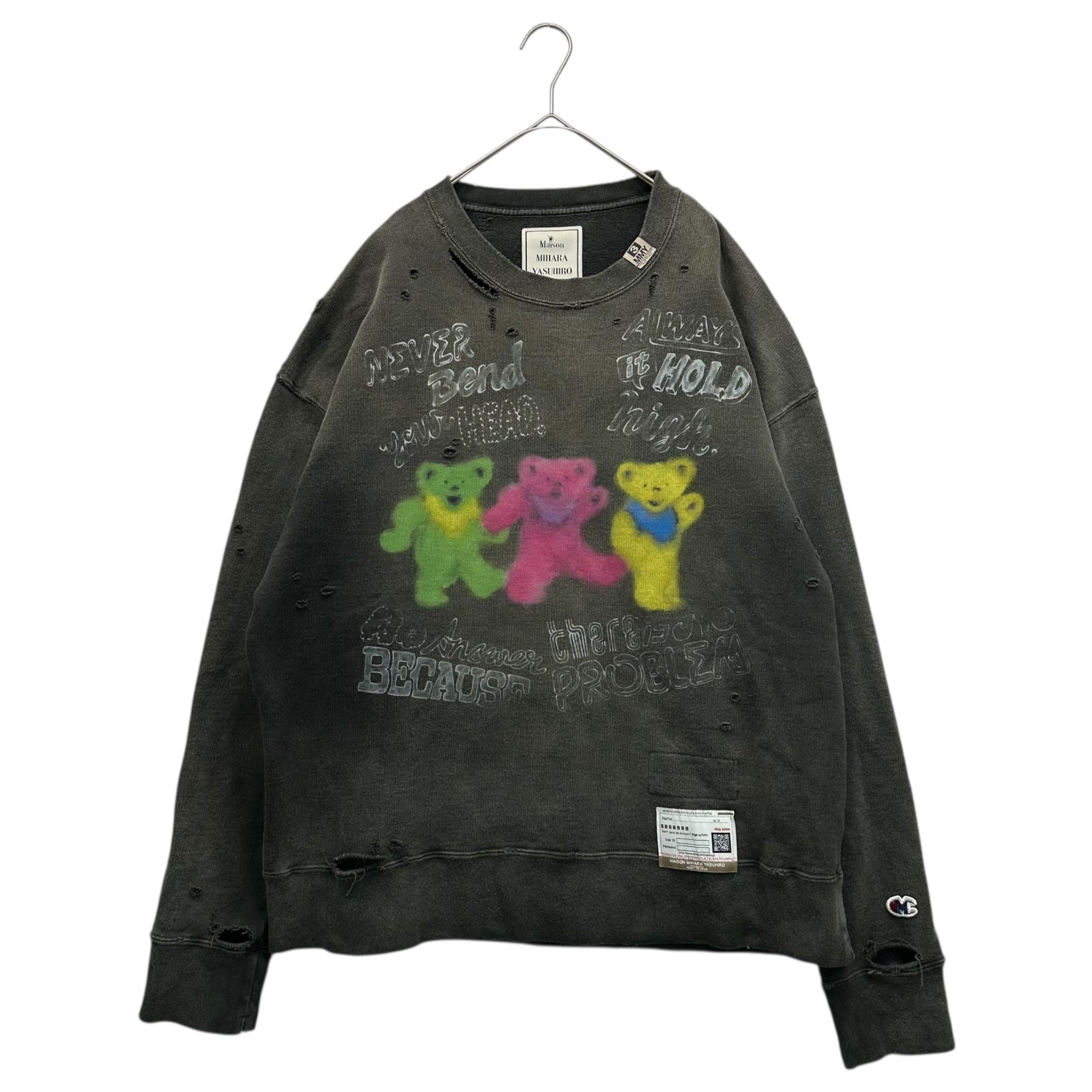 Maison MIHARA YASUHIRO(メゾンミハラヤスヒロ) 22AW Distressed pullover ダメージ加工 プルオーバー スウェット A09PO552 48(M) フェードブラック