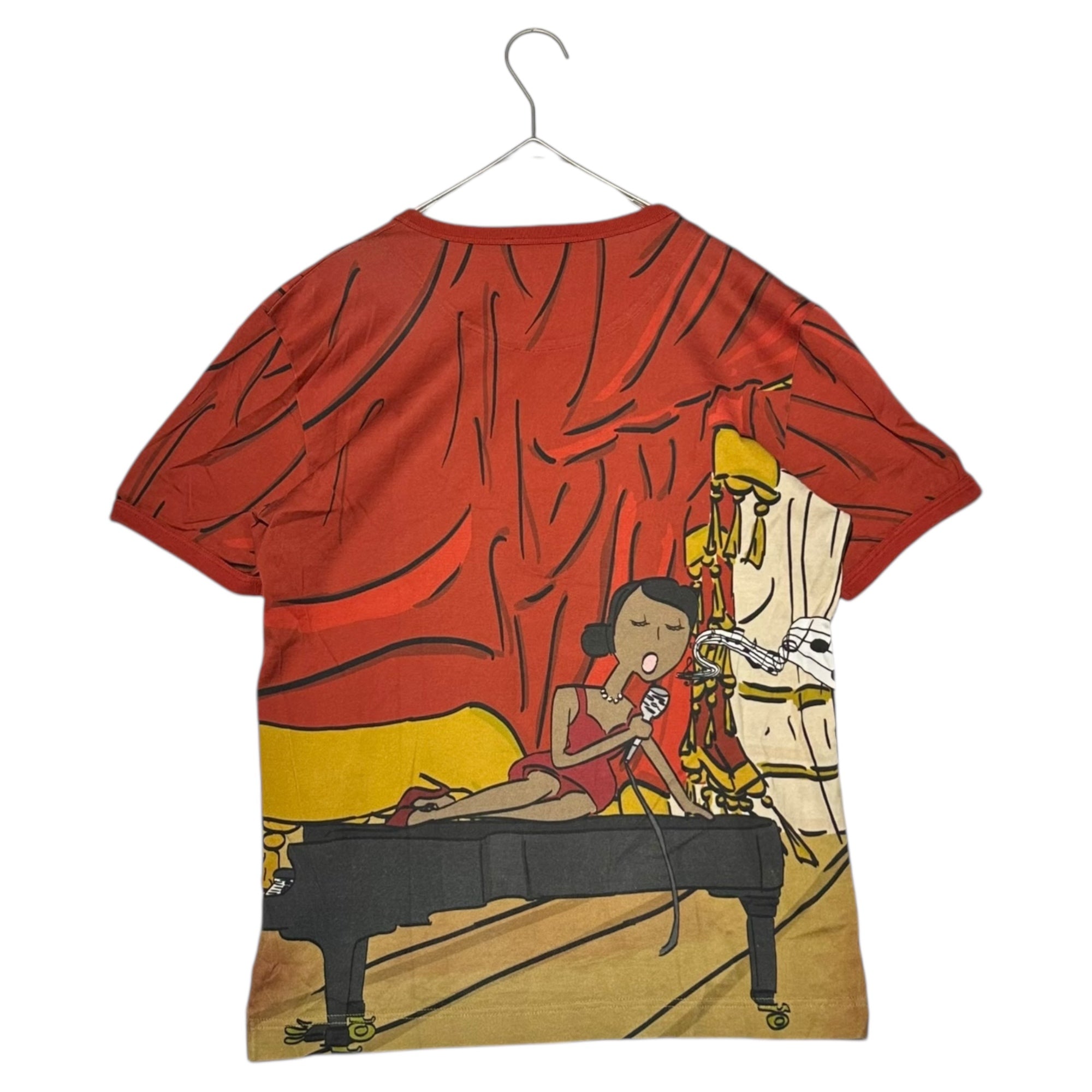 DOLCE&GABBANA(ドルチェ&ガッバーナドルガバ) Jazz Illustration All-Over Print T-Shirt ジャズ イラスト 総 プリント Tシャツ G8GX8T 44(XS) レッド