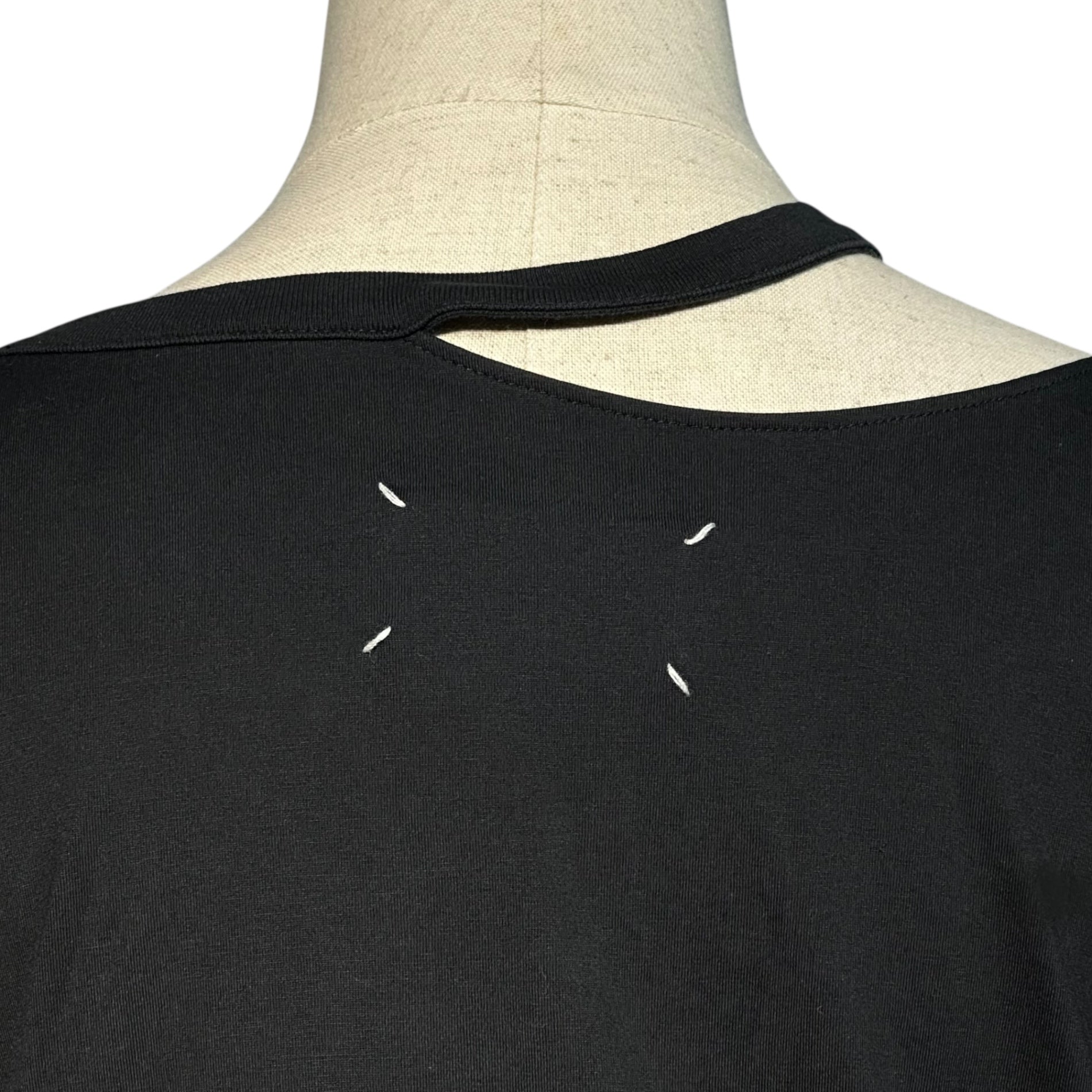 MAISON MARGIELA(メゾンマルジェラ) 18SS Asymmetry sleeve T-Shirt アシンメトリー スリーブ Tシャツ S51GC0393 M ブラック ①ライン 半袖