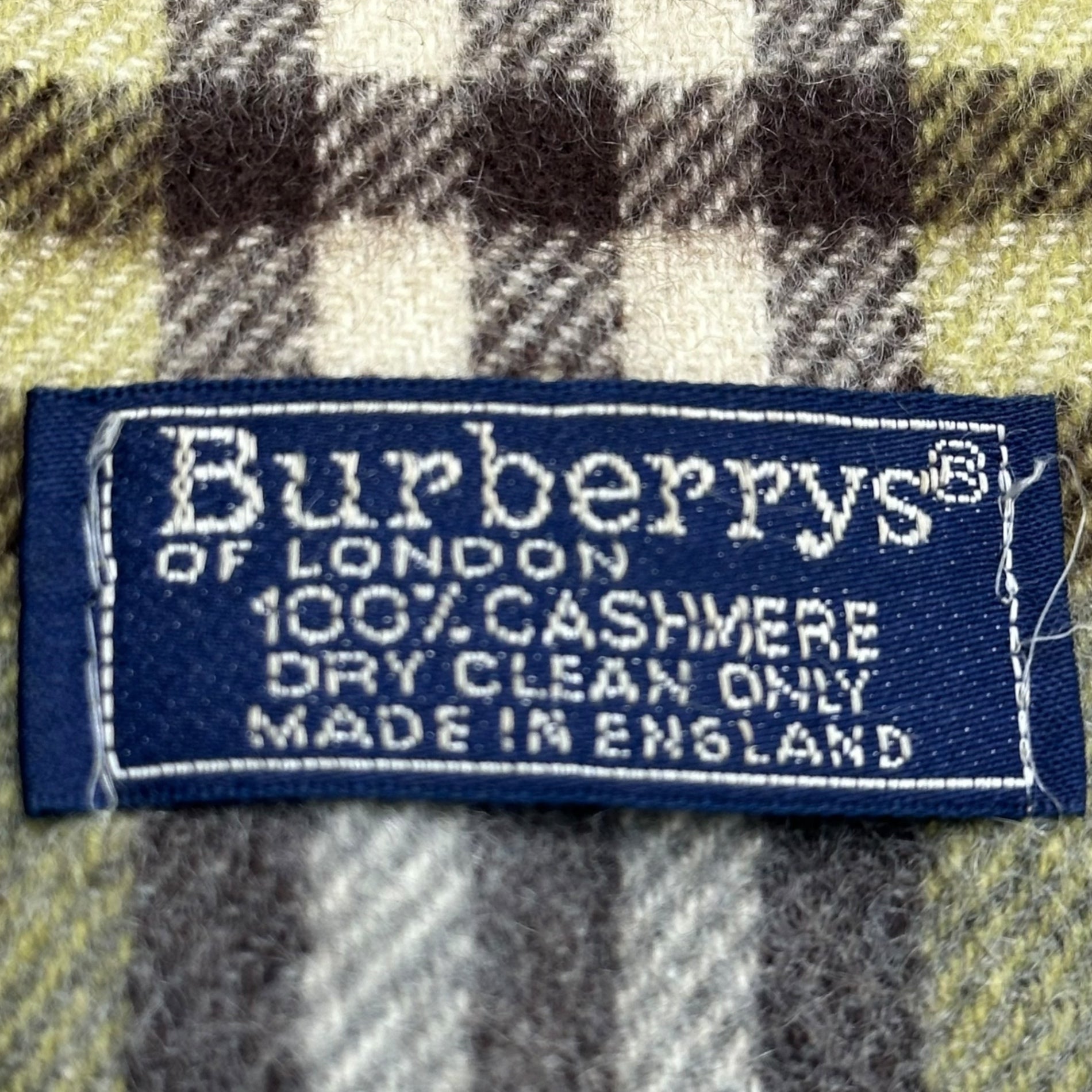 Burberry’s(バーバリーズ) UK made 100% Cashmere Nova Check Scarf カシミア 100％ ノバ チェック マフラー イエロー×グレー ヴィンテージ イングランド製