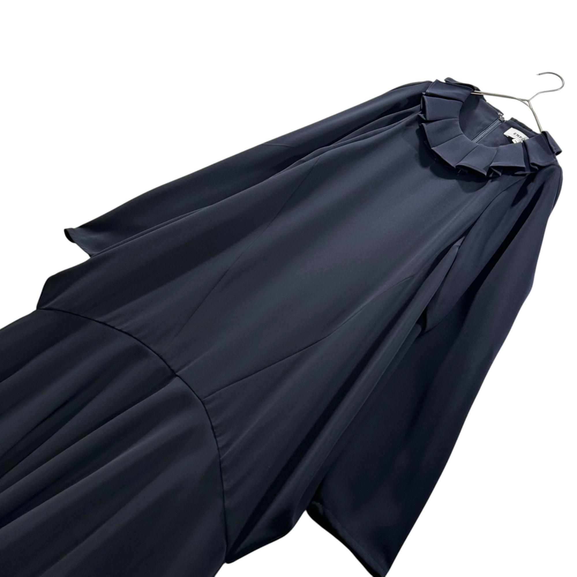 ENFOLD(エンフォルド) 2024SS NECK-PLEATS DRESS ネック プリーツ ドレス ワンピース 300HS733-0820 38(M程度) ネイビー