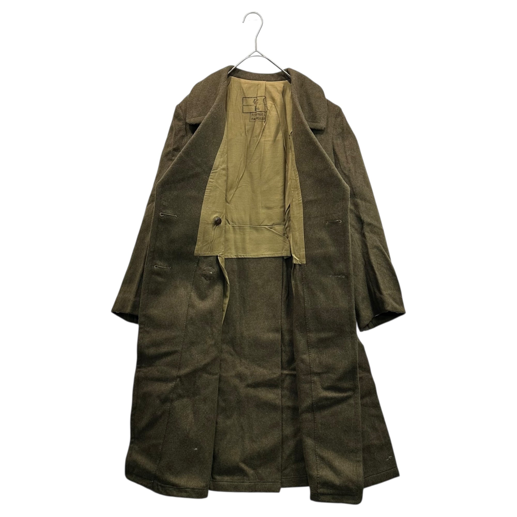 FRENCH MILITARY(フランス軍) 50's~ Vintage Officer Wool Long Coat ヴィンテージ オフィサー ウール ロング コート 42 オリーブ 推定50年代 メルトン